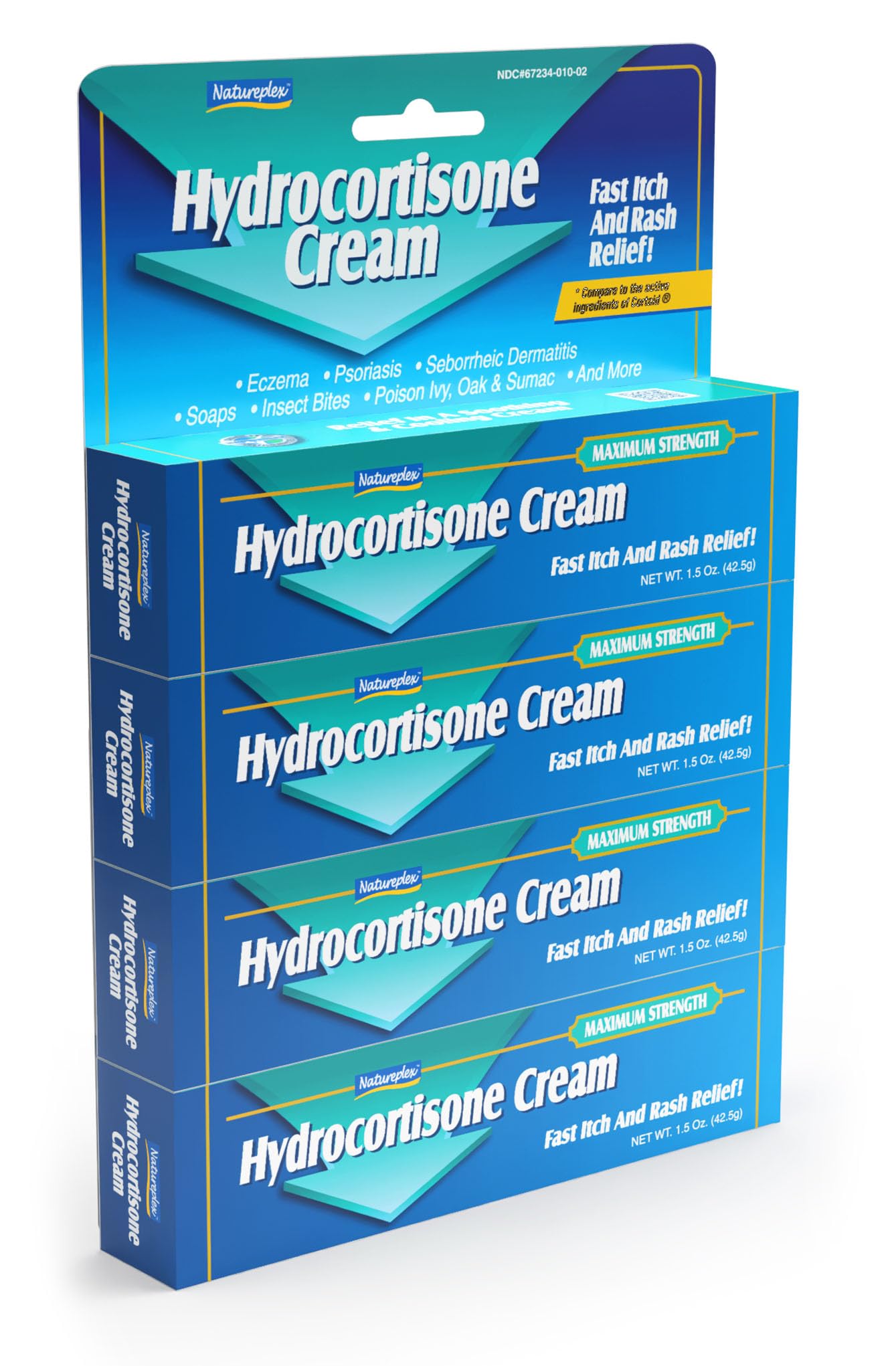 Natureplex Hydrocortisone 1% Cream 1.0 Oz (Pack of 4) โ Maximum Strength Anti-Itch Relief, Made in USA