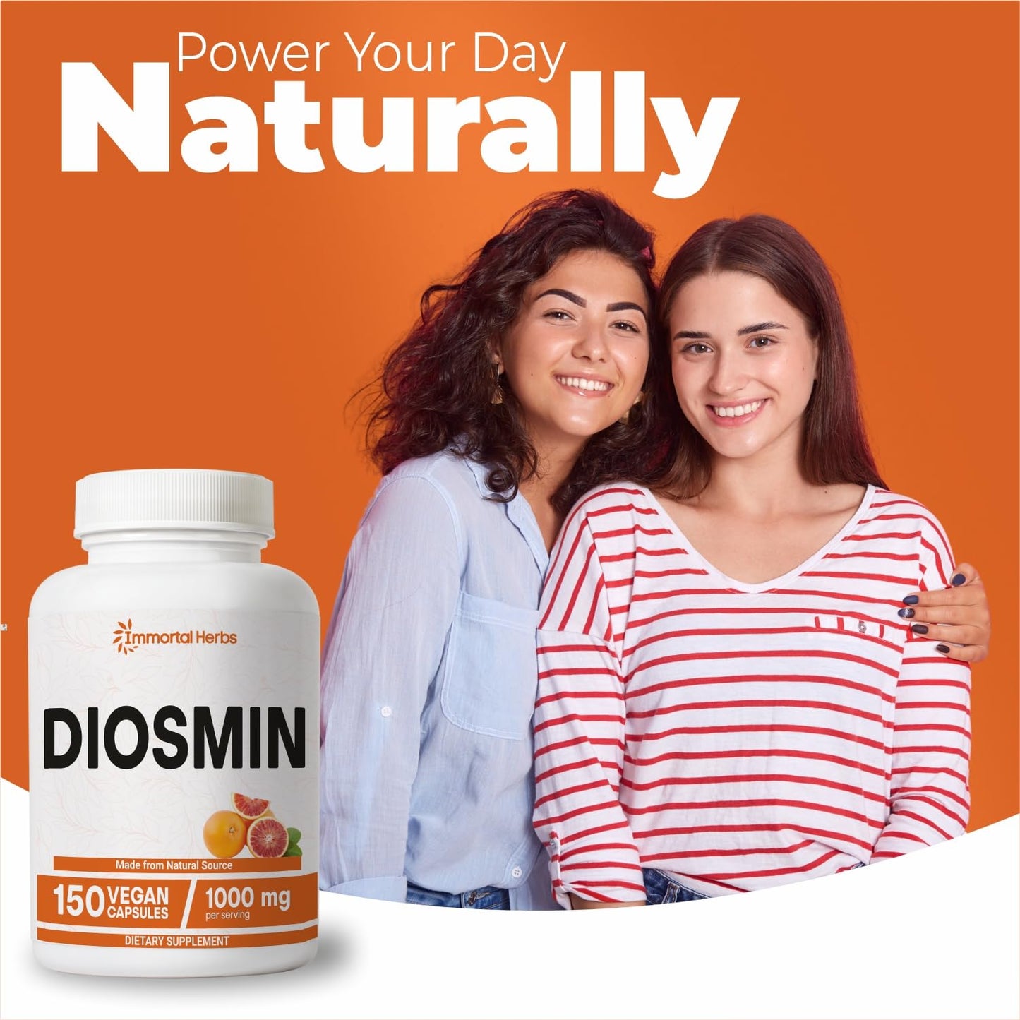 Immortal Herbs Diosmin 1000mg Complex โ 150 Vegan Capsules | Citrus Bioflavonoids, Non-GMO, Gluten Free