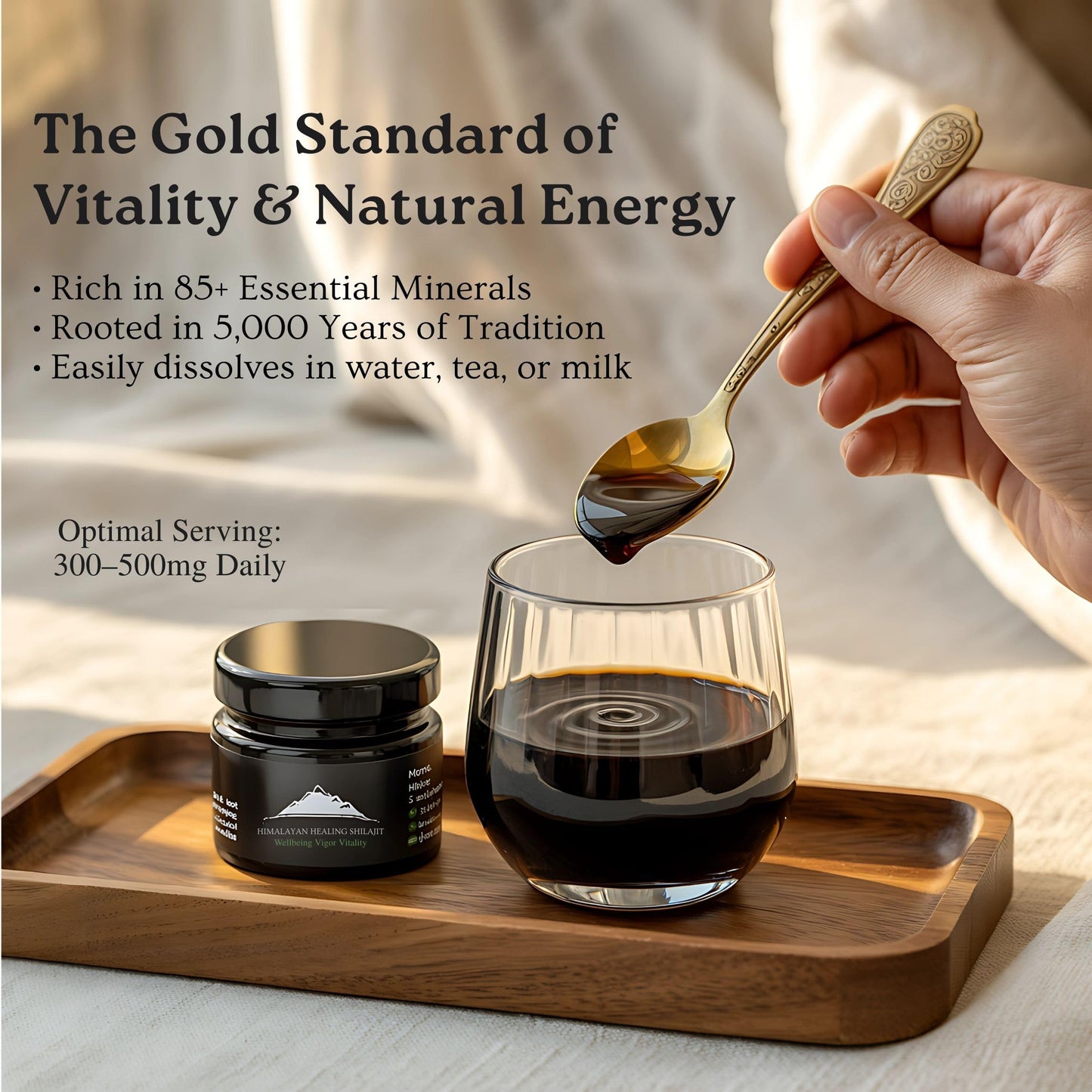 Gold Grade Himalayan Shilajit Resin โ 30g | 500mg Max Potency | Lab Tested | 85+ Minerals & Fulvic Acid | For Men & Women