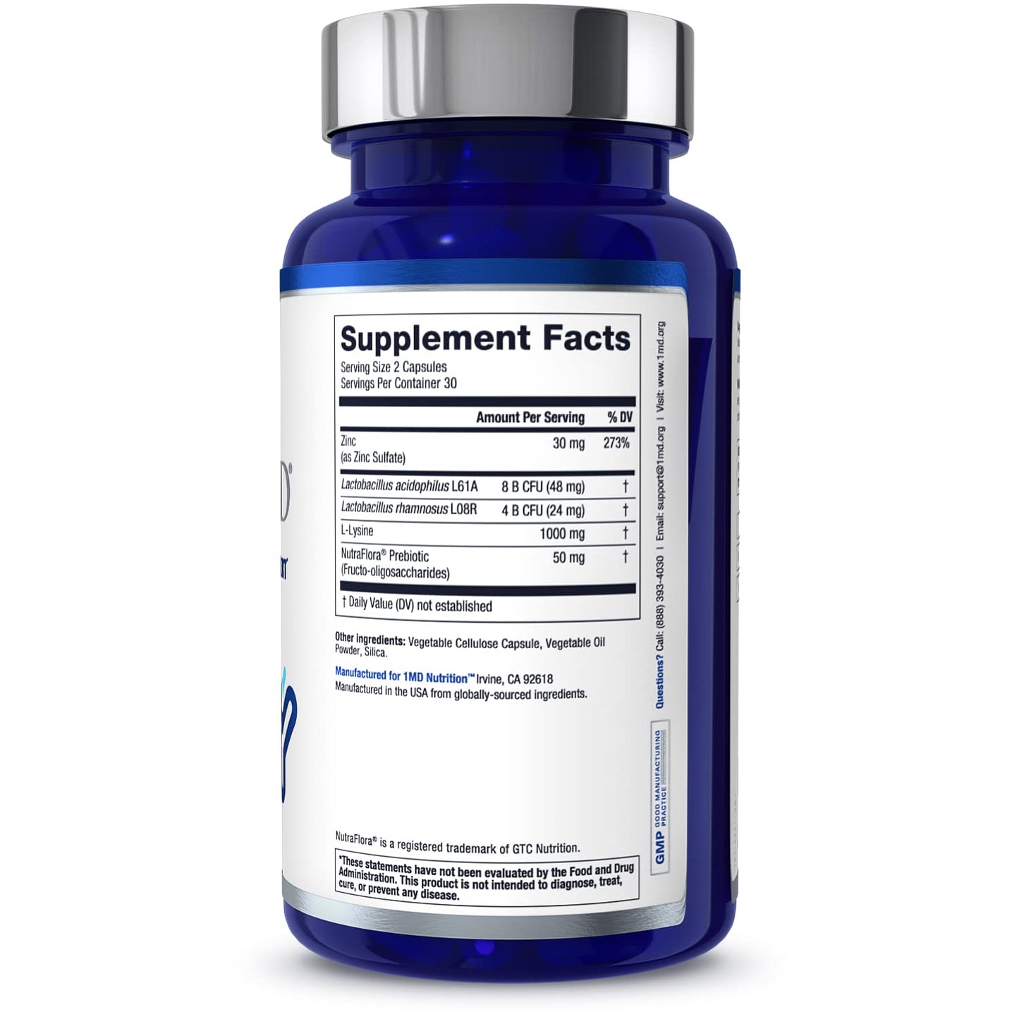 ImmunityMD Probiotic โ Immune Support with Zinc & Prebiotic | 60 Capsules | 1MD Nutrition