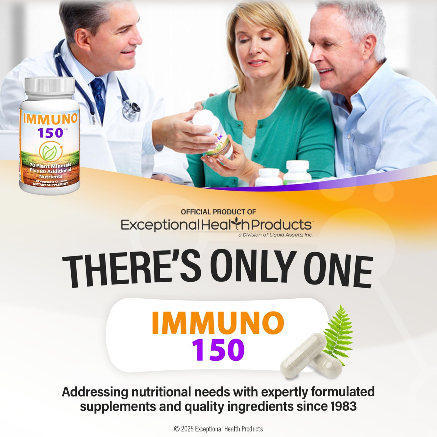 Immuno 150 Immune Support Supplement β 70 Plant Minerals & 80 Nutrients, 150 Vegetable Capsules