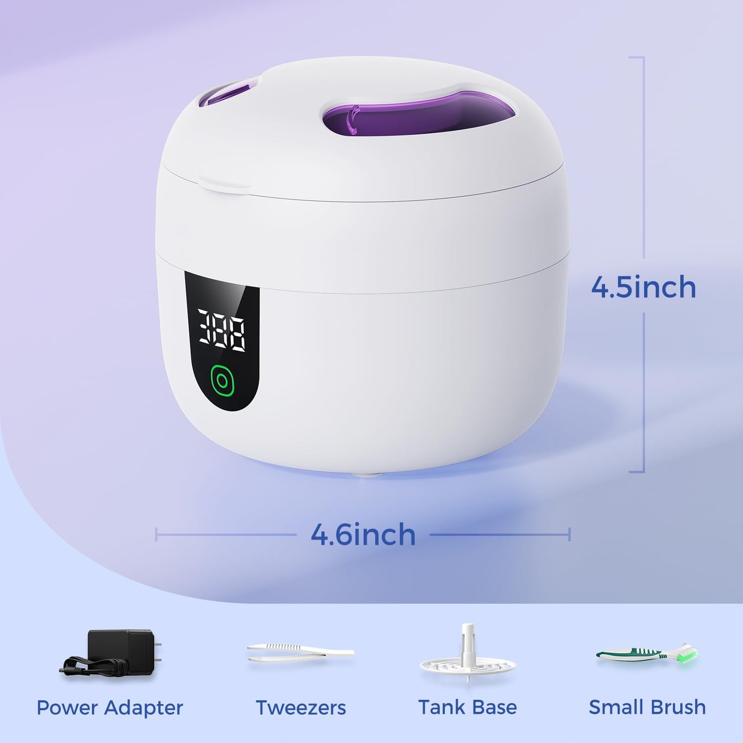 Waterproof Ultrasonic Retainer Cleaner โ 45kHz, 180ml Tank, Digital Timer