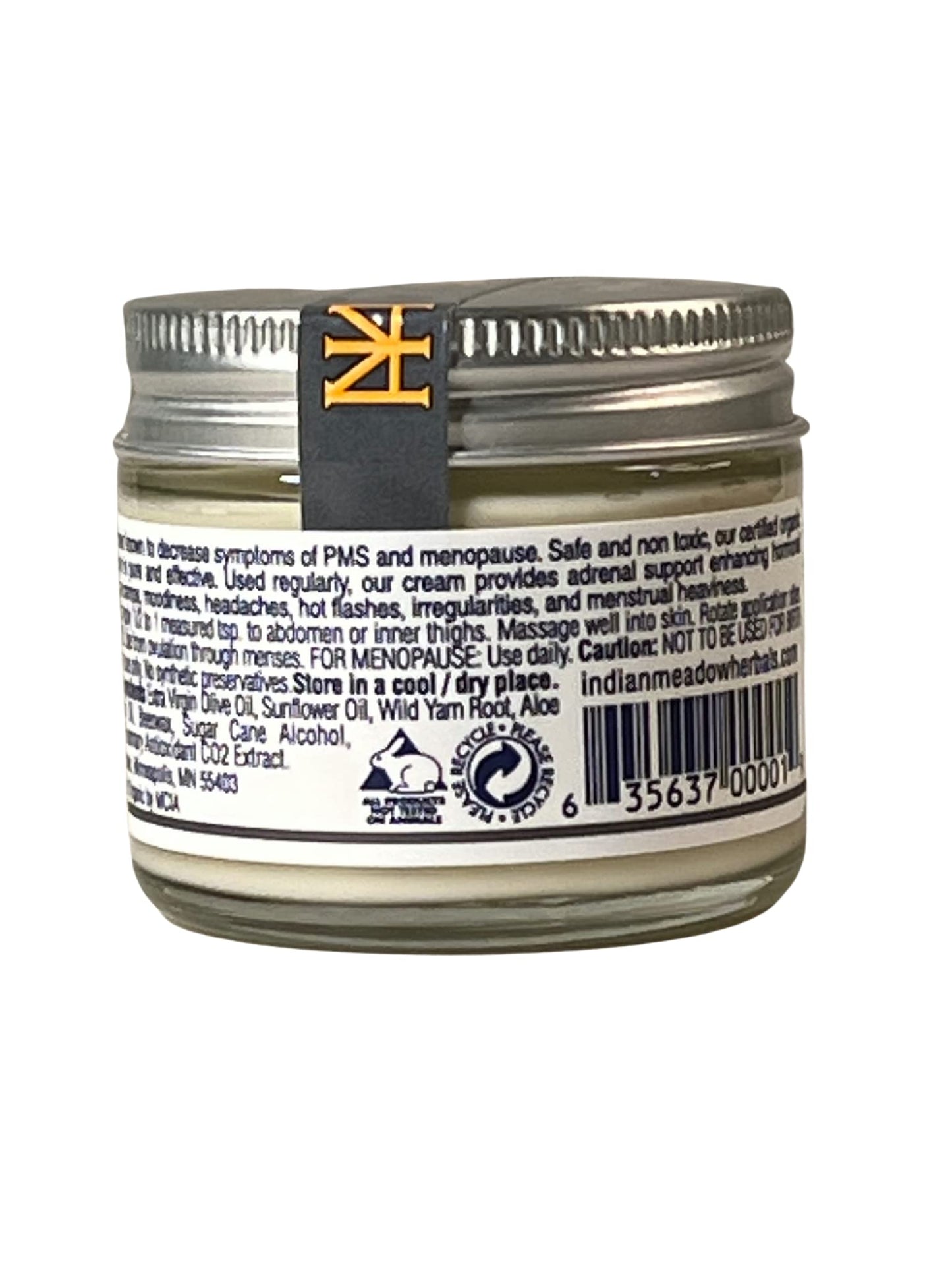 Indian Meadow Herbals Wild Yam Root Cream (2oz) โ Organic PMS & Menopause Support (Estrogen & Progesterone Free)