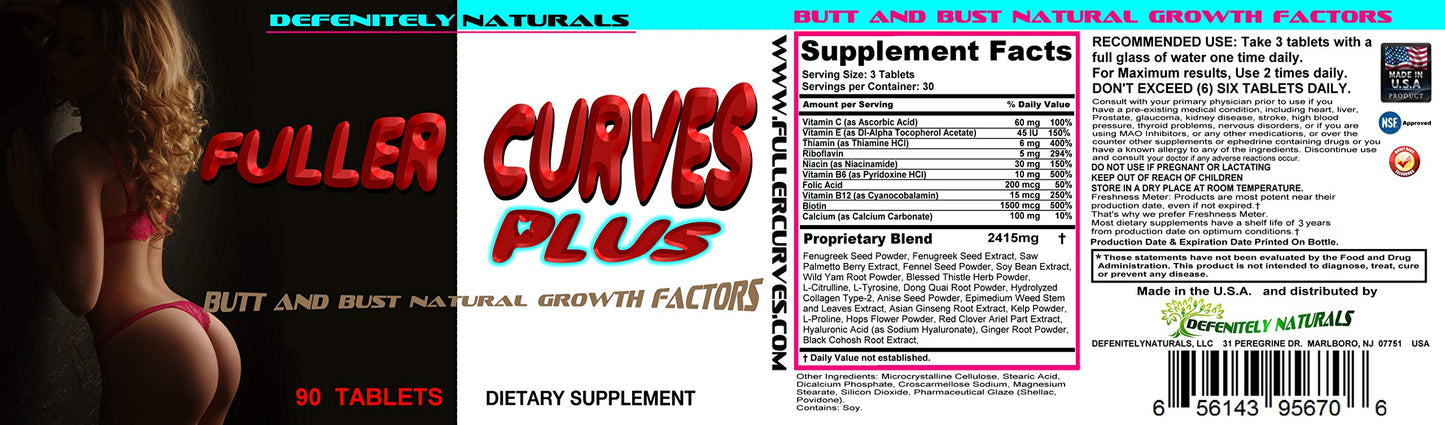 Fuller Curves Plus โ Natural Butt and Bust Enlargement Pills (90 Tablets)