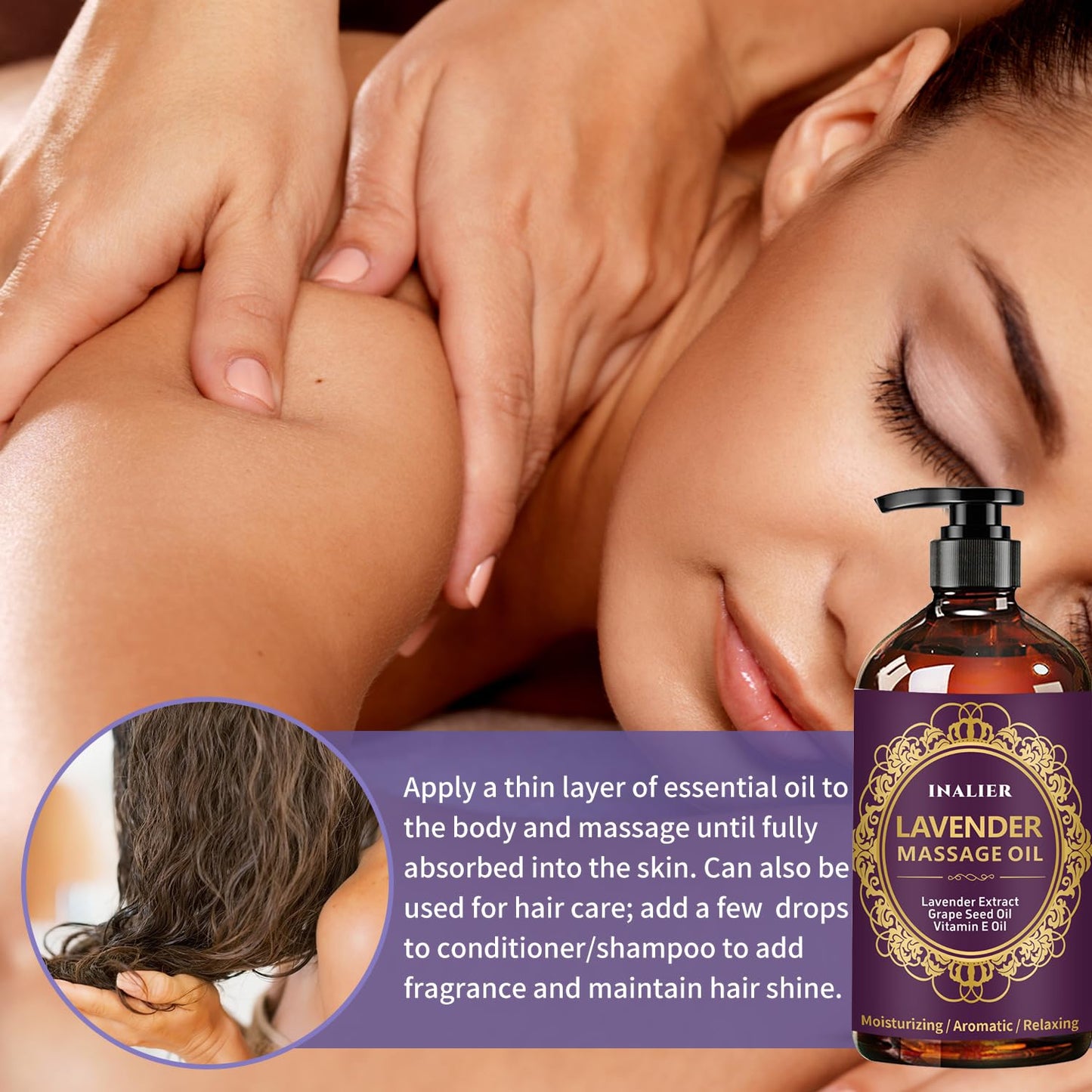 Lavender Massage Oil with Roller Ball โ Soothing Spa Massage Oil for Men & Women
