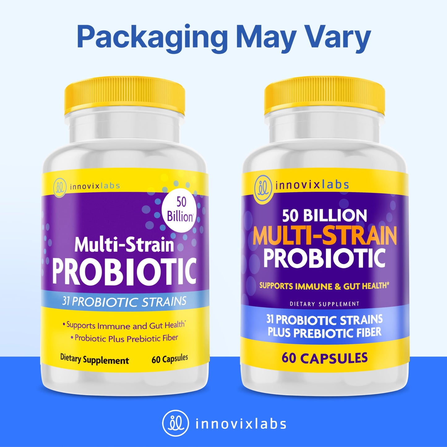 InnovixLabs Probiotics - 50B CFU, 60 Capsules | Gut Health