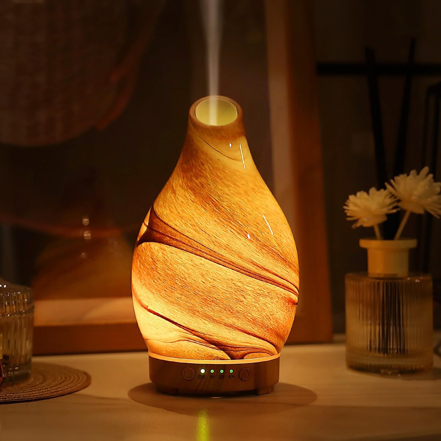 INRORNAS 160ml Essential Oil Diffuser โ Art Glass Ultrasonic Diffuser