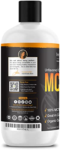Intentionally Bare Pure C8 MCT Oil Organic β Brain Octane MCT Oil for Keto, Vegan & Paleo Diets β Unflavored 32oz