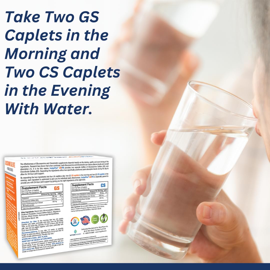 INVIGOFLEX AMPM โ Glucosamine & Chondroitin, Turmeric Curcumin, Boswellia | 24-Hour Joint Support