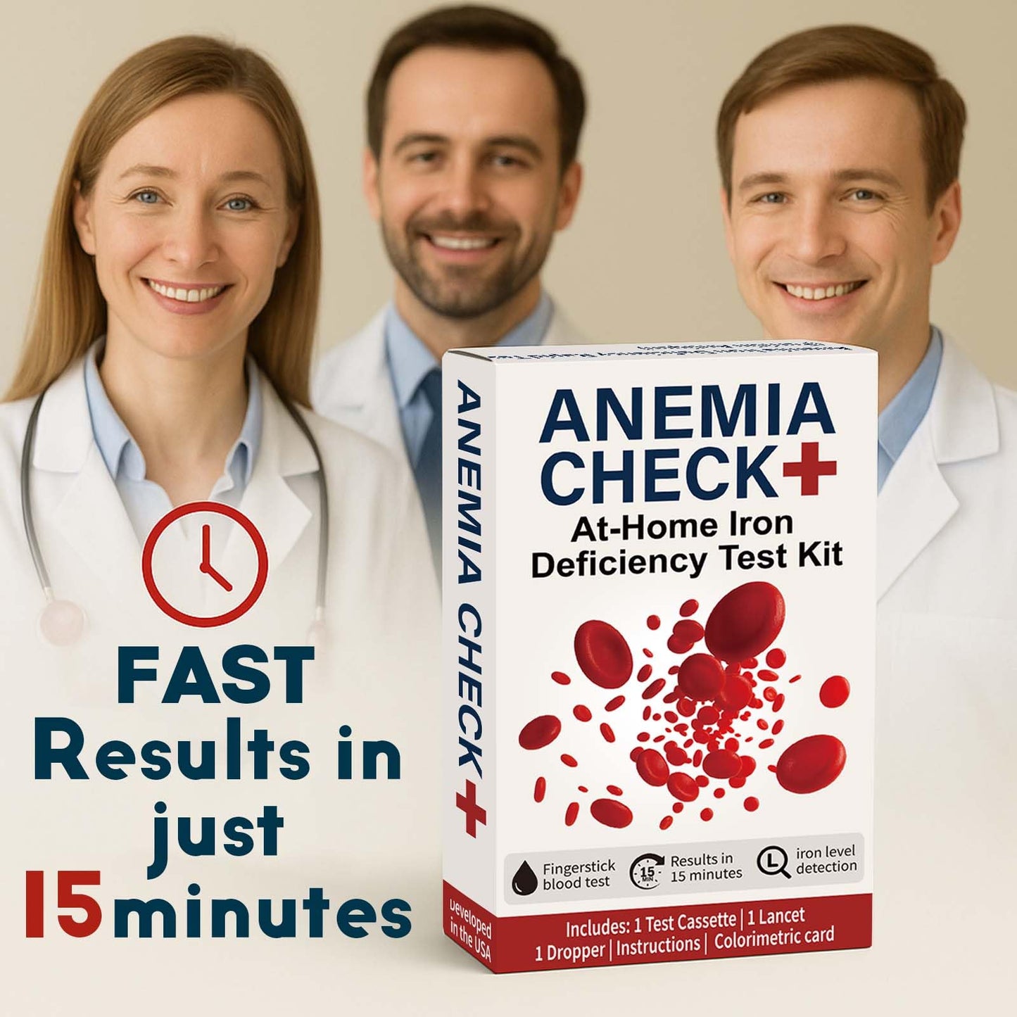 Iron Deficiency Test Kit at-Home โ Self-Testing Iron Level (Men, Women, Adults & Children)