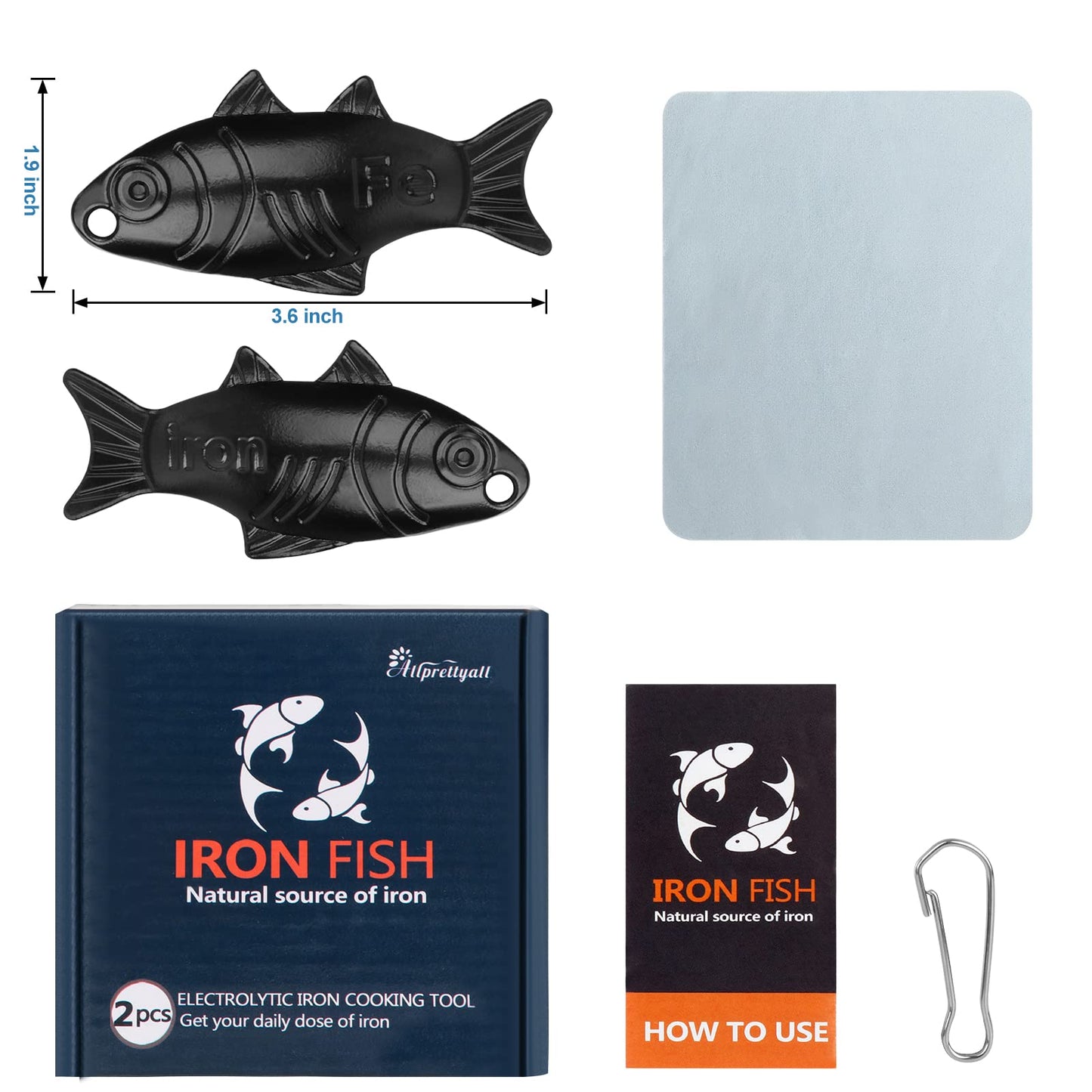 2 Pack Iron Fish β Natural Iron for Food & Water | Safe for Vegans, Athletes & Pregnant Women