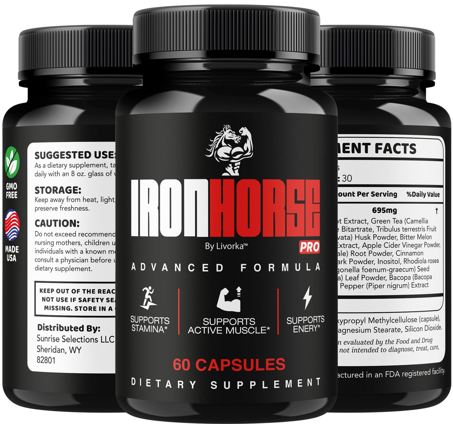 Iron Horse Pro Supplement Pills โ Official Advanced Formula, Maximum Strength Capsules (60 Caps)