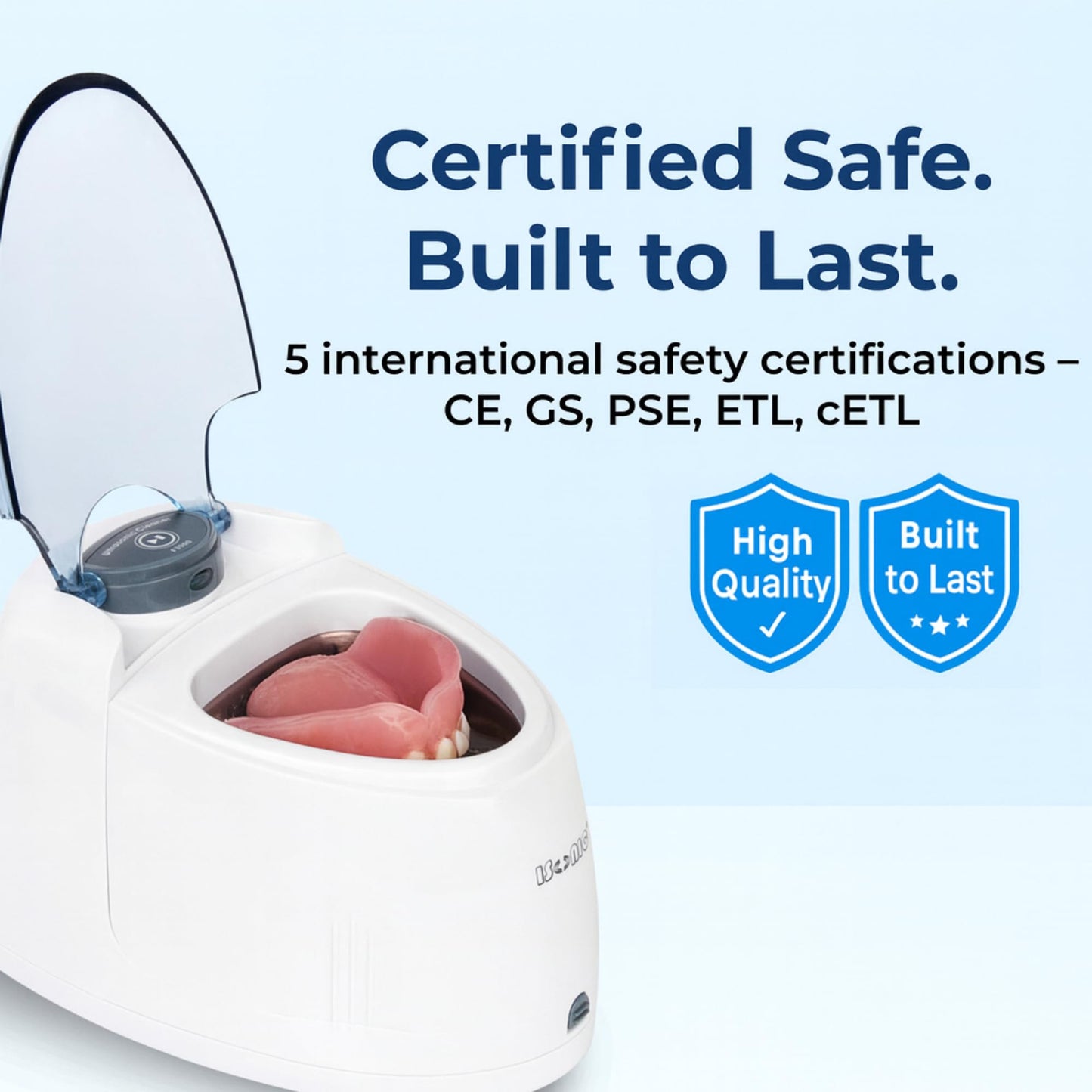 iSonic F3900 Ultrasonic Denture & Retainer Cleaner โ 42 kHz, 200 ml Tank