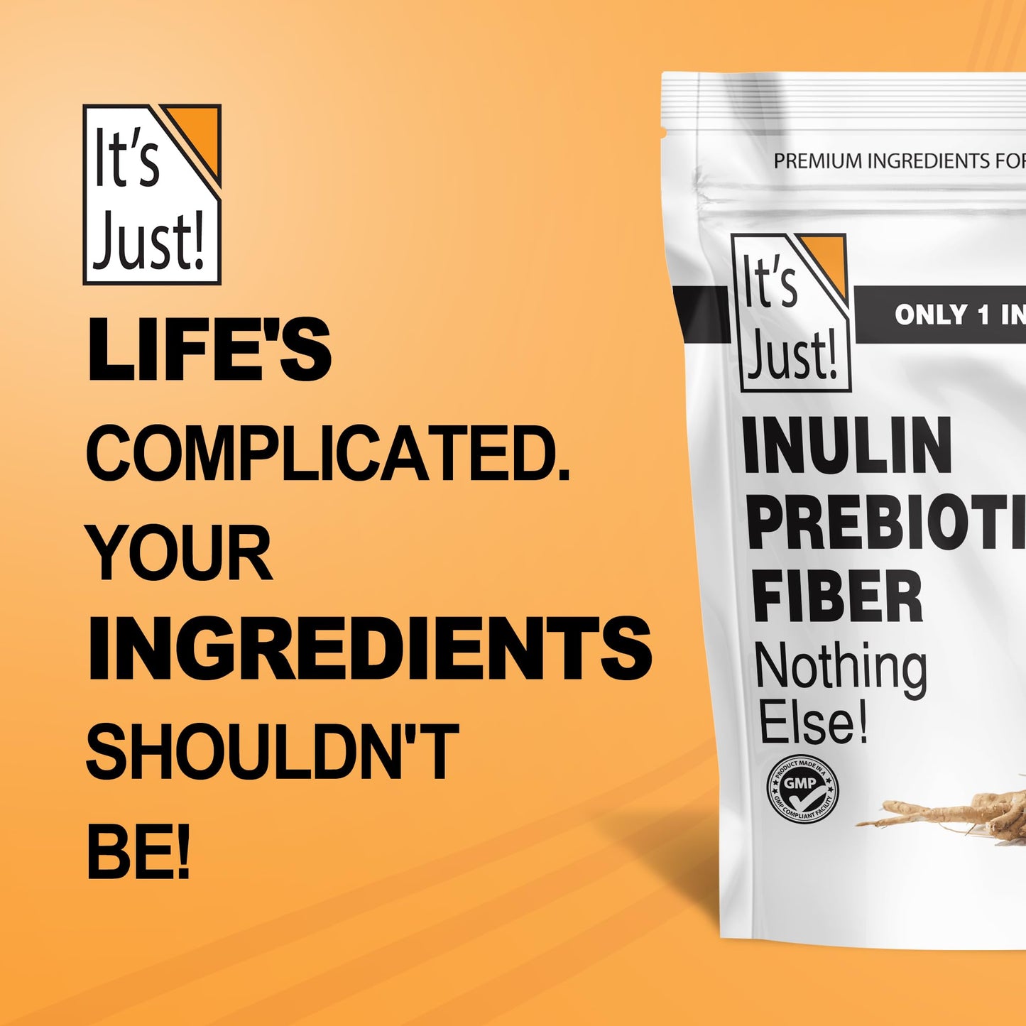 It's Just! Inulin Prebiotic Fiber โ Gut Health, Water-Soluble Chicory Root (Vegan/Keto)