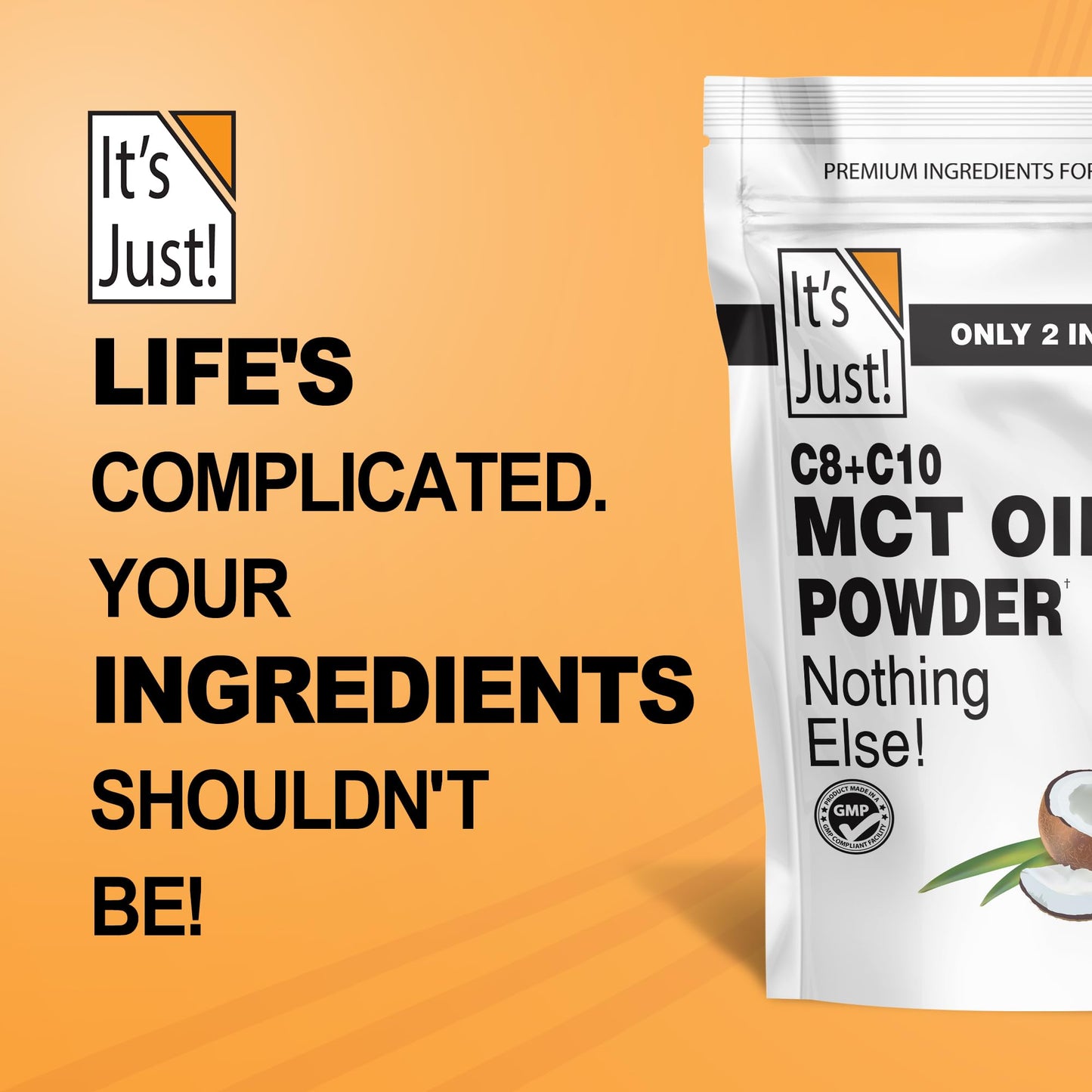 It's Just MCT Oil Powder with Prebiotic Fiber โ 1.5lb, 70% C8 / 30% C10, Fast Fuel for Body & Brain, Keto Coffee Creamer, Non-GMO, Heavy Metal Tested