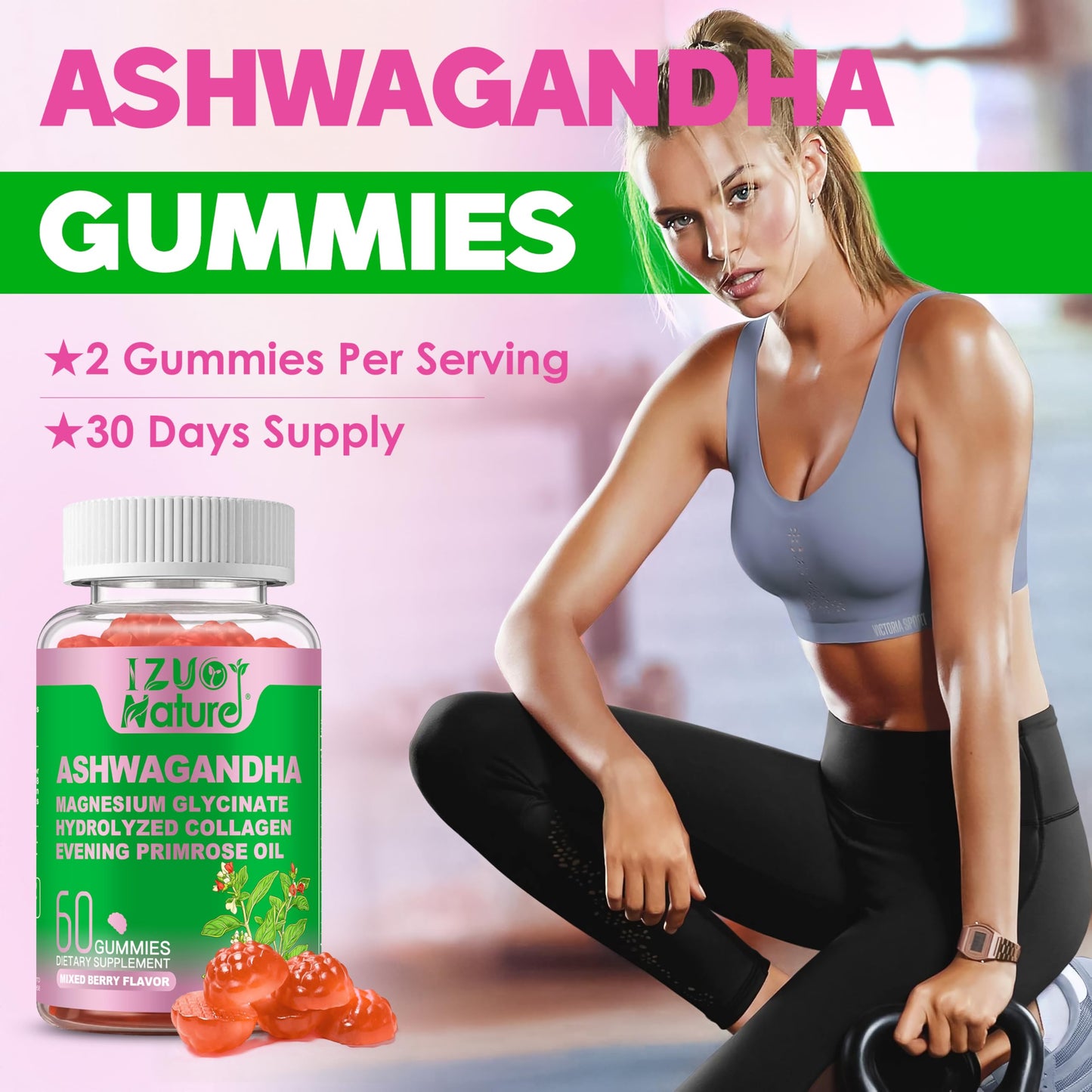 IZUO NATURE Ashwagandha Gummies for Women โ Stress Relief