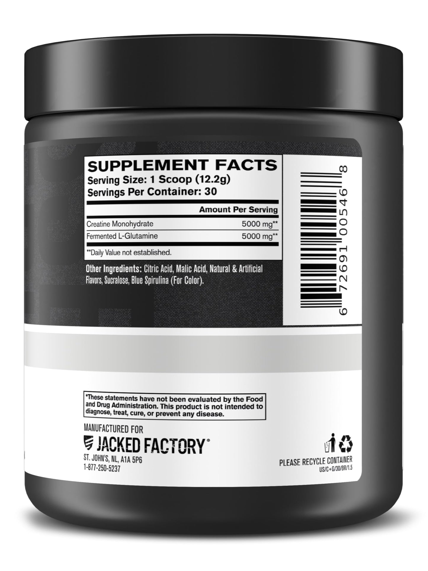 Jacked Factory Creatine + Glutamine โ 30 Servings, Blue Raspberry | Muscle Recovery & Strength