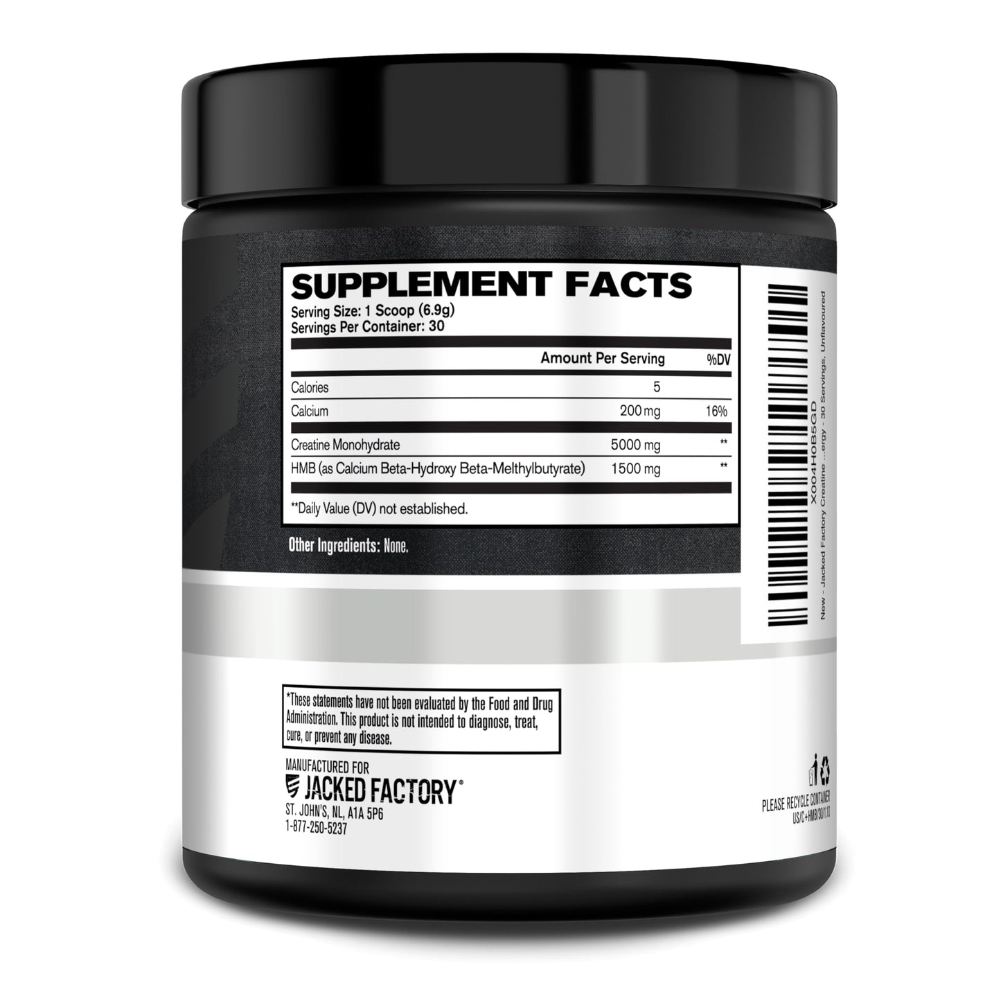 Jacked Factory Creatine Monohydrate + HMB Powder β Unflavored, 30 Servings