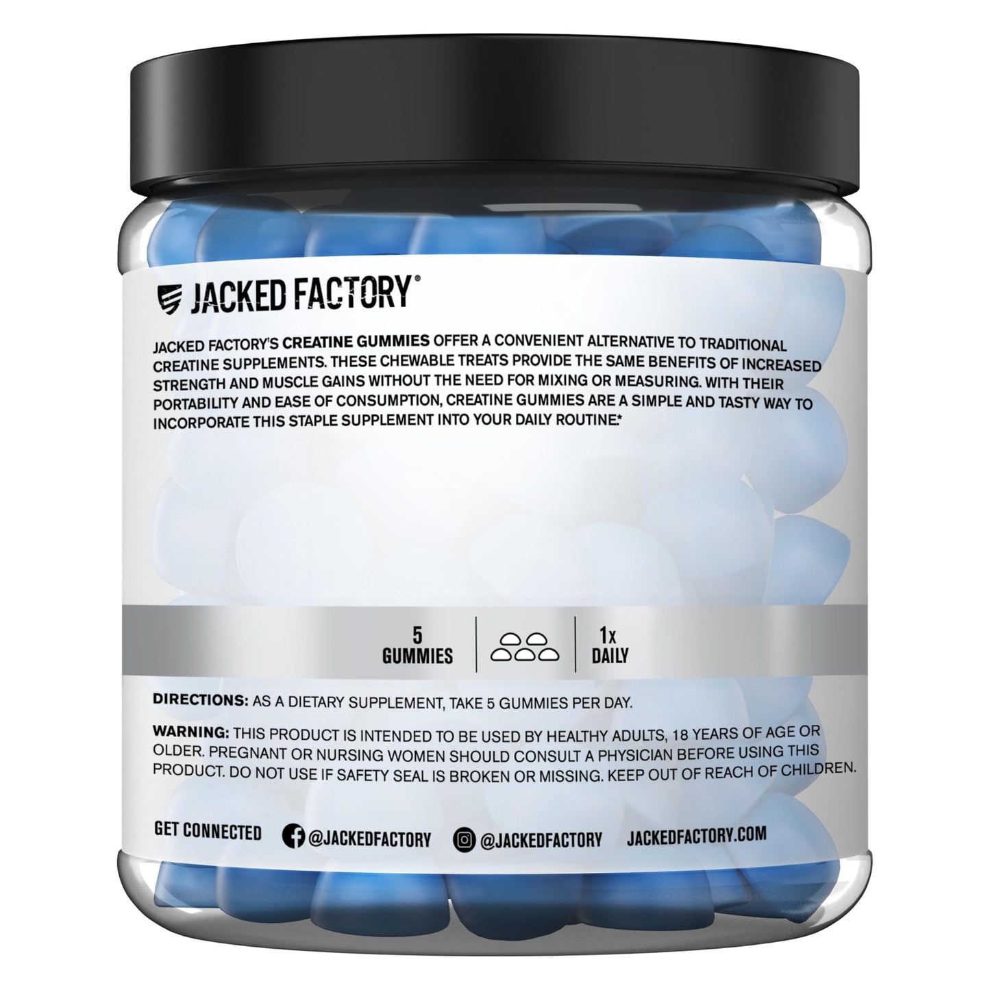 Jacked Factory Creatine Monohydrate Gummies (3g) โ 150 Gummies, Blue Raspberry