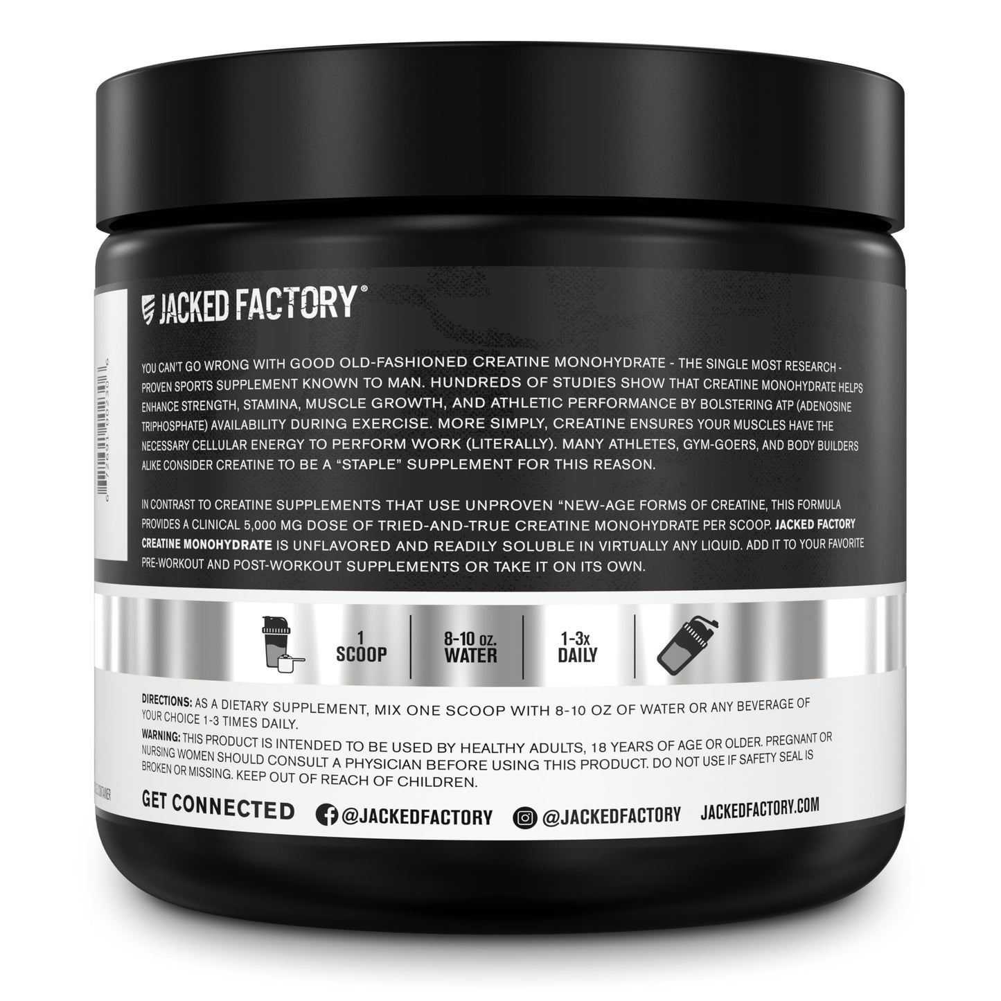 Jacked Factory Creatine Monohydrate Powder 150g โ 5g Daily Creatine for Men & Women | Vegan & Third-Party Tested