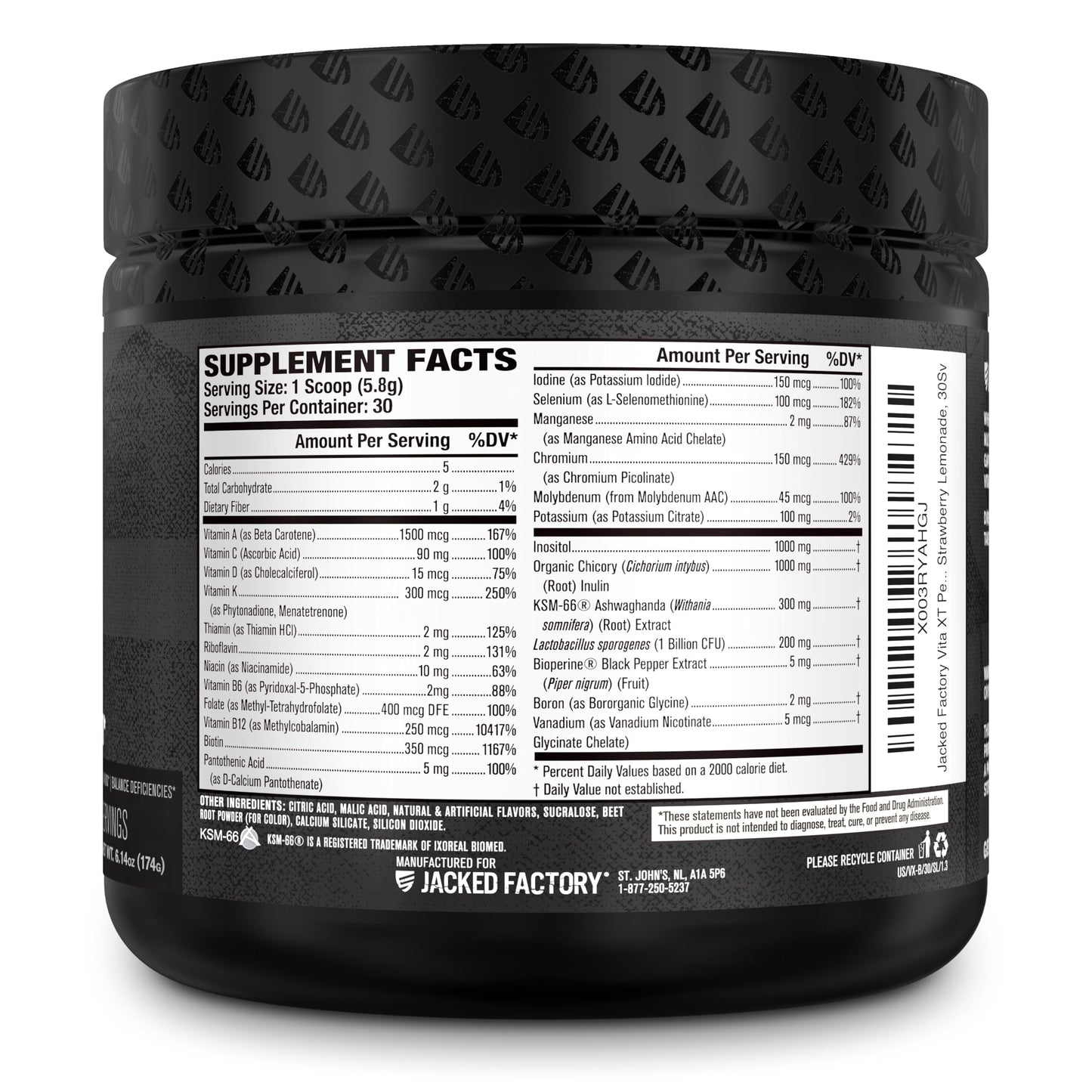 Jacked Factory Vita XT Performance Vitamin Powder โ Daily Multivitamin for Men | Strawberry Lemonade, 30 Servings