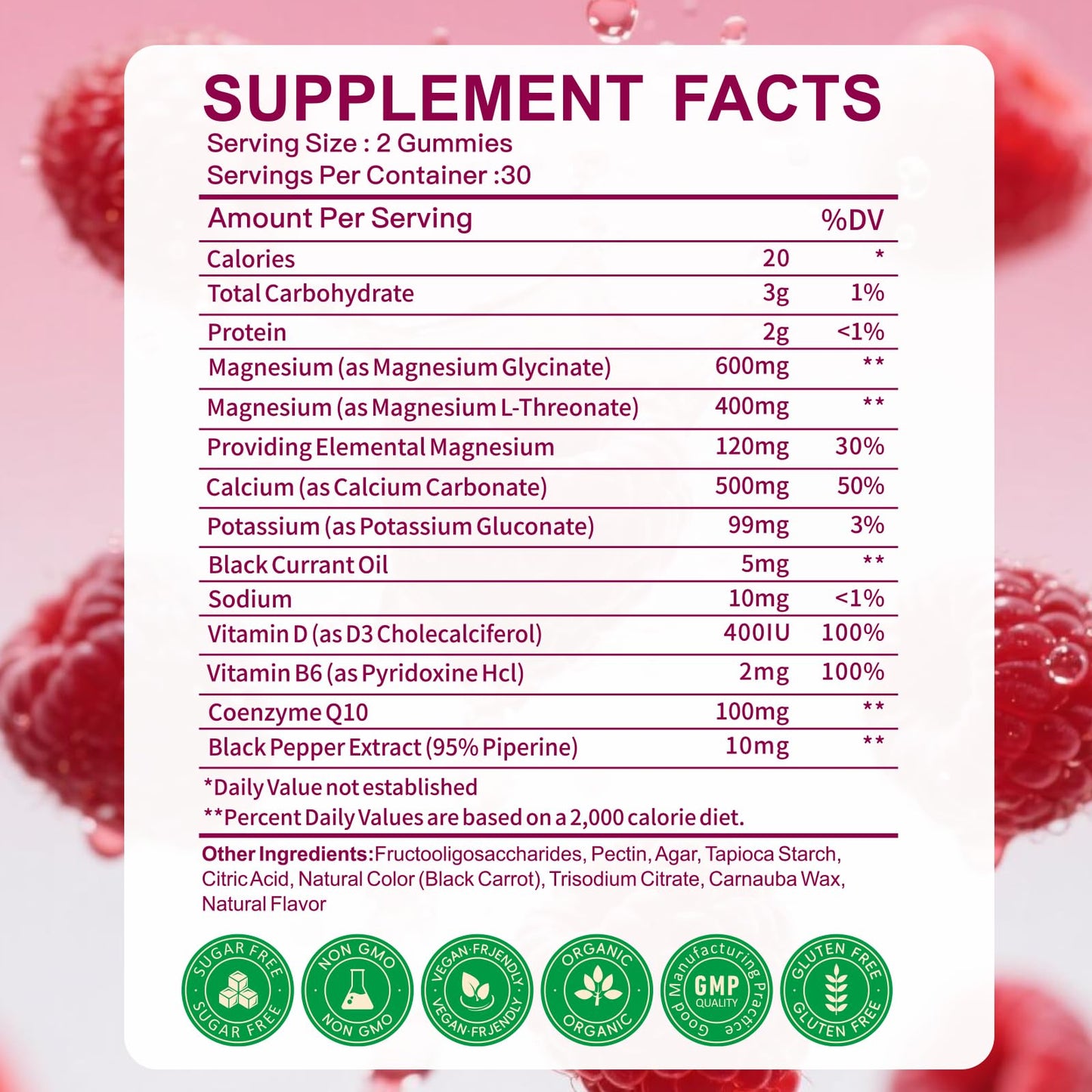 JAENFW Magnesium Glycinate Gummies 600mg โ High Absorption, Raspberry, Sugar Free (60 ct)