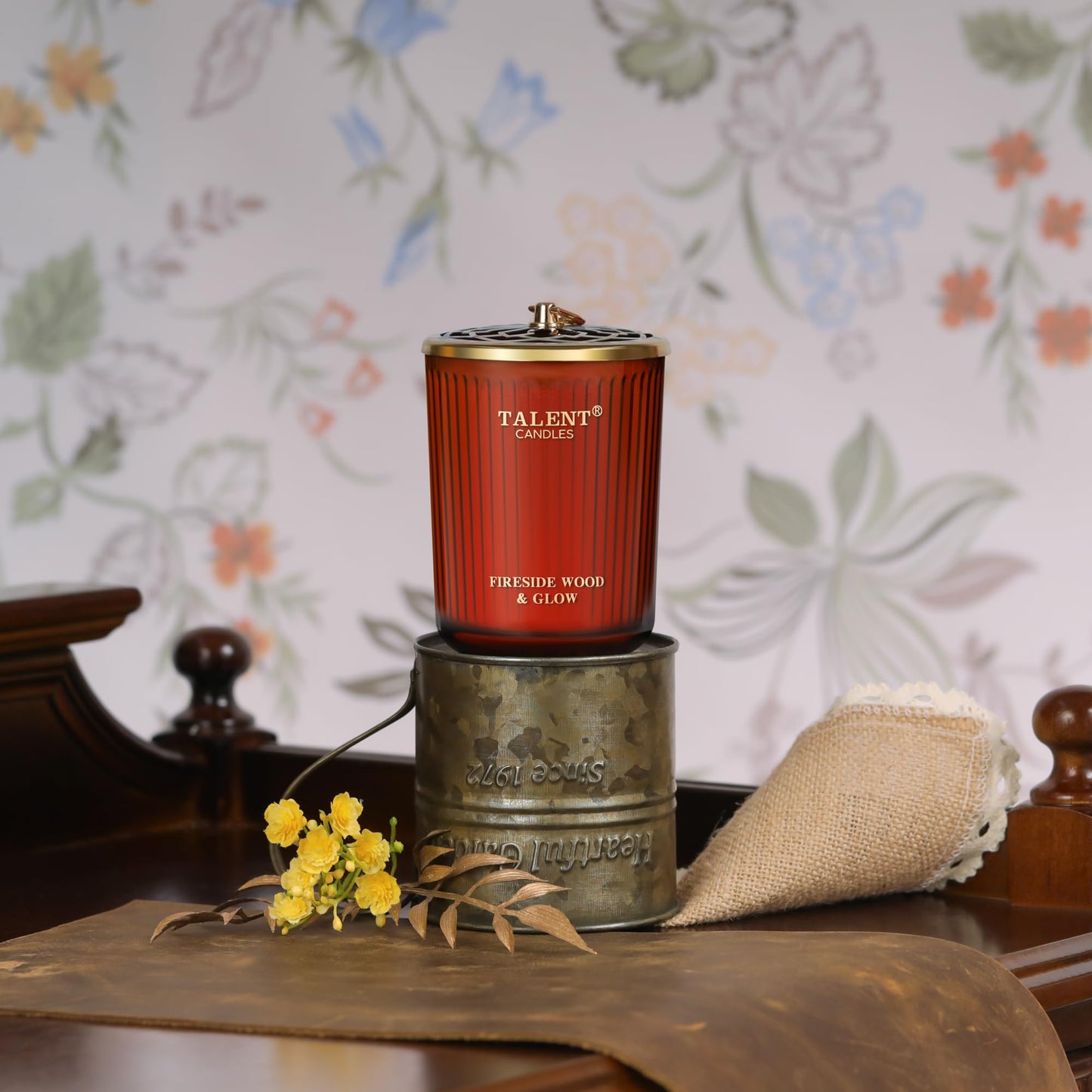 Jar Candles for Home Scented β Natural Soy 8.4oz Jar Candle | Traditional Fireside Wood & Glow