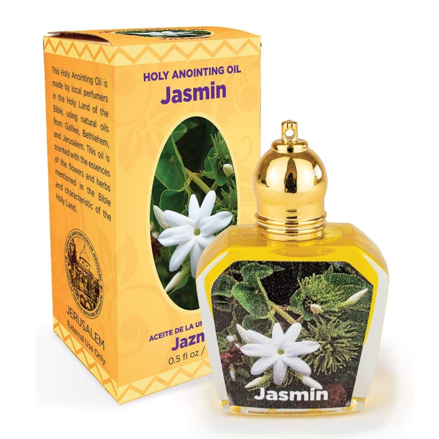 Jasmine Holy Land Anointing Oil โ 1/2 oz Roller Bottle from Jerusalem, Israel | Locally Sourced Essences