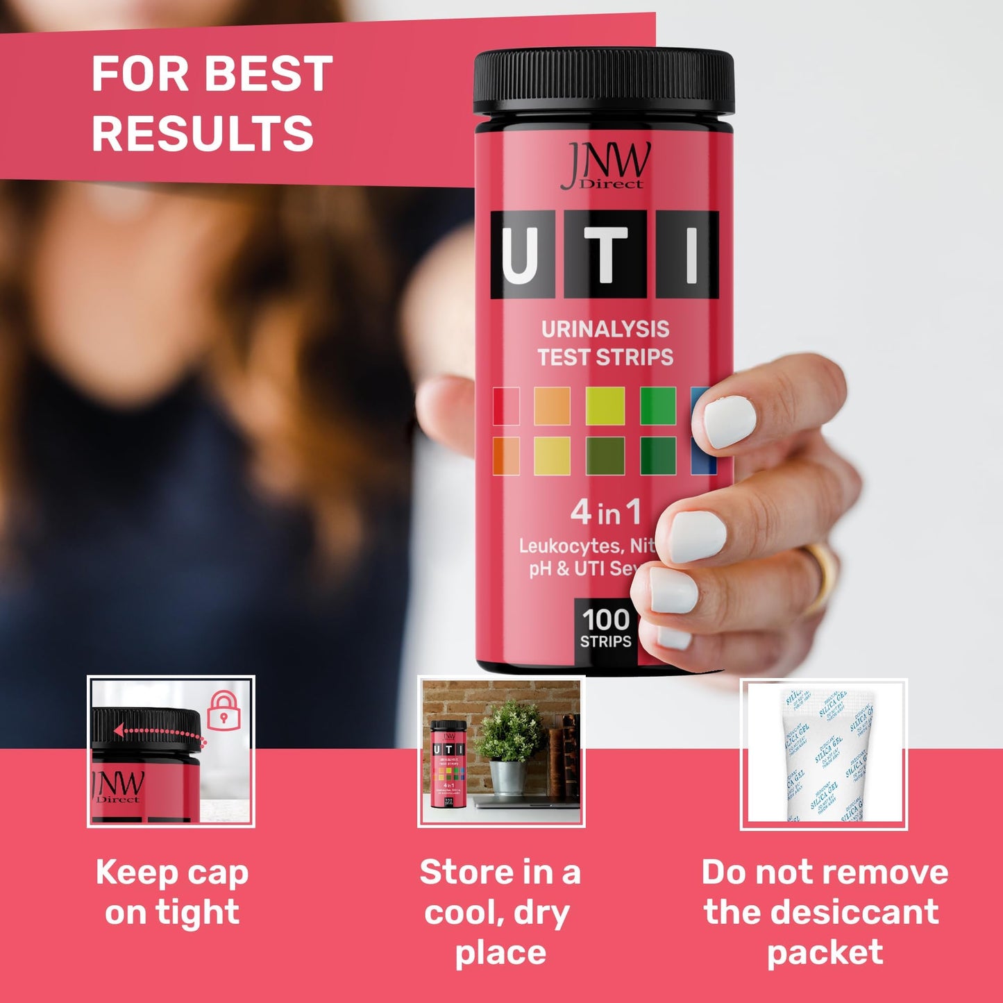 JNW Direct 4-in-1 UTI Test Strips โ 100ct | 60-Second Home Urinalysis