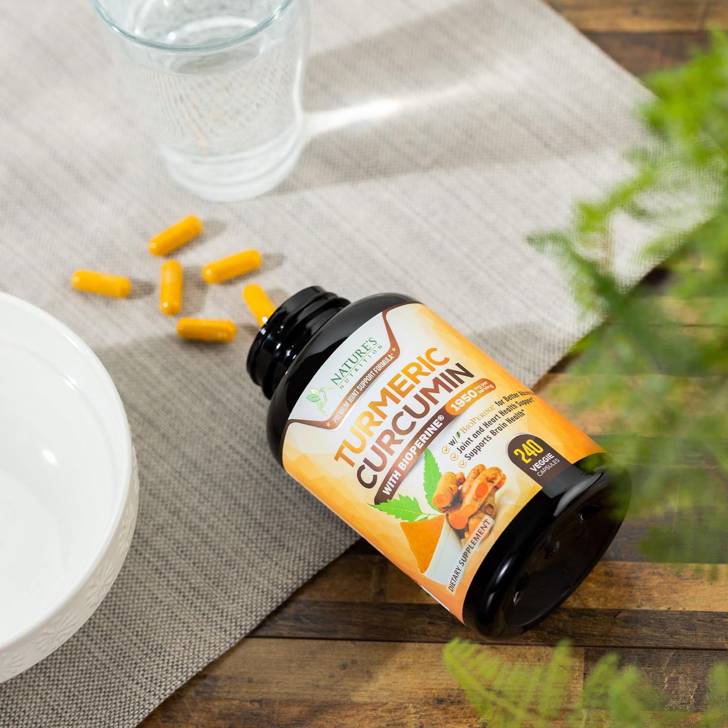 Turmeric Curcumin 1950mg with Bioperine โ 95% Curcuminoids, 240 Vegan Capsules, Made in USA