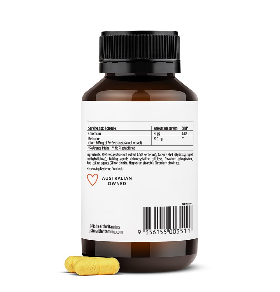 JSHealth Berberine+ Formula โ Berberine Supplement for Metabolic Health | Vegan, Gluten-Free, Non-GMO (60 Tablets)
