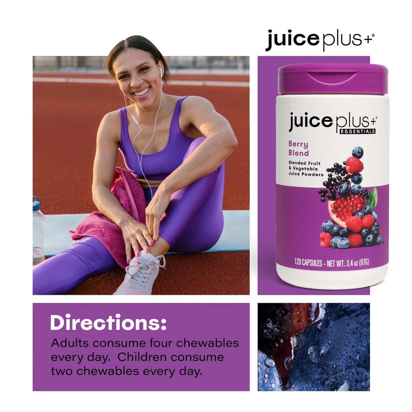 Juice Plus+ Berry Blend Soft Chews โ Daily Nutrition from 12 Plants for Adults & Kids (1 Month, 30 Chews)