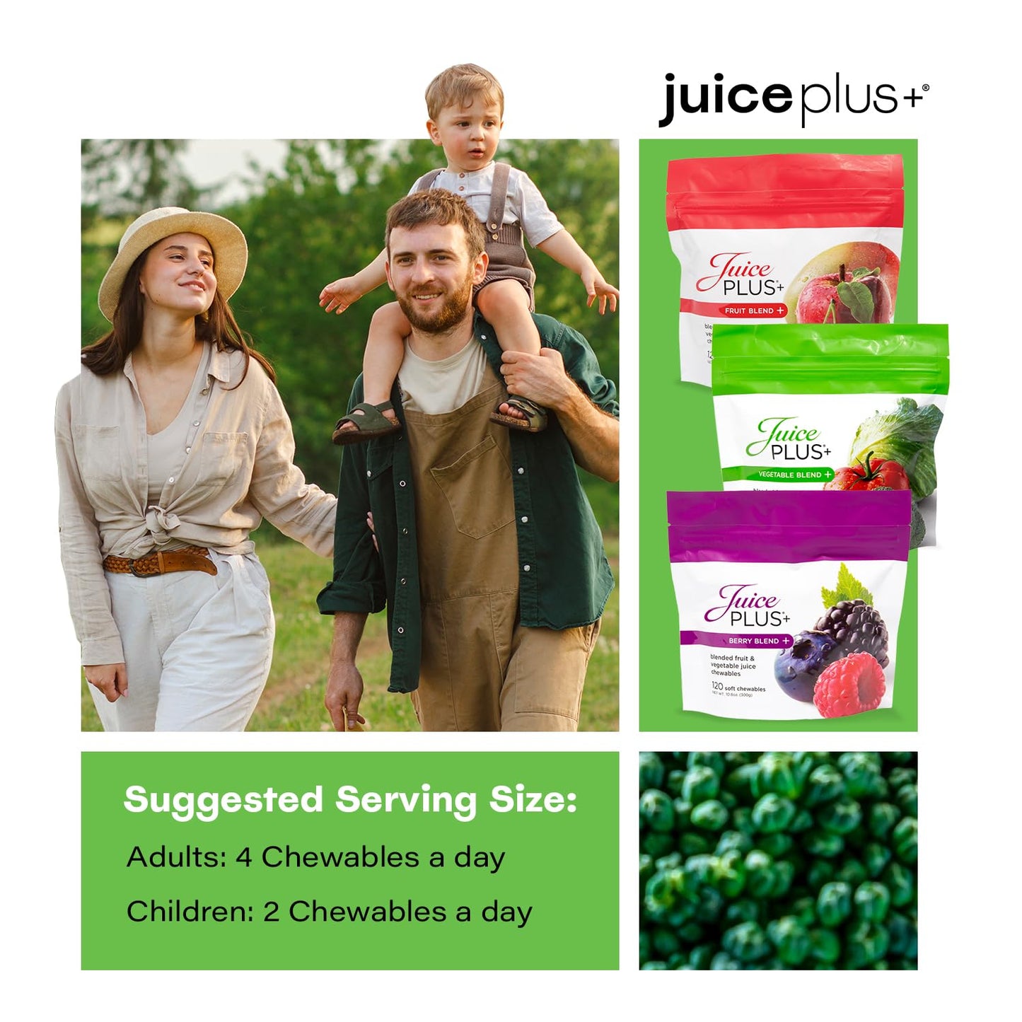 Juice Plus+ Fruit, Vegetable & Berry Blend Soft Chews โ 3 Pouches (30 Chews Each) | Vegan, Gluten-Free, Non-GMO