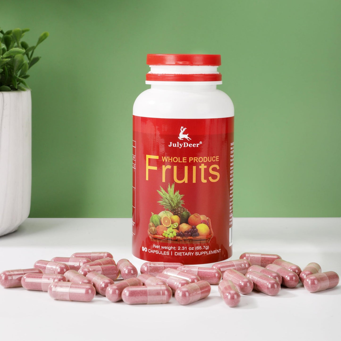 JulyDeer Fruit Supplement โ 90 Vegetarian Capsules | 16-Fruit Blend