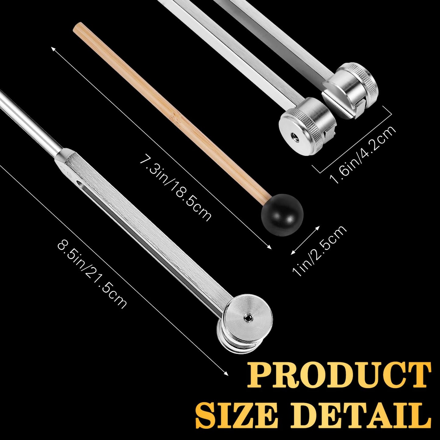 KAIGESZAD Tuning Fork 128Hz with Reflex Hammer for Chakra Healing β Sound Therapy, Aluminum Alloy, Non-Magnetic