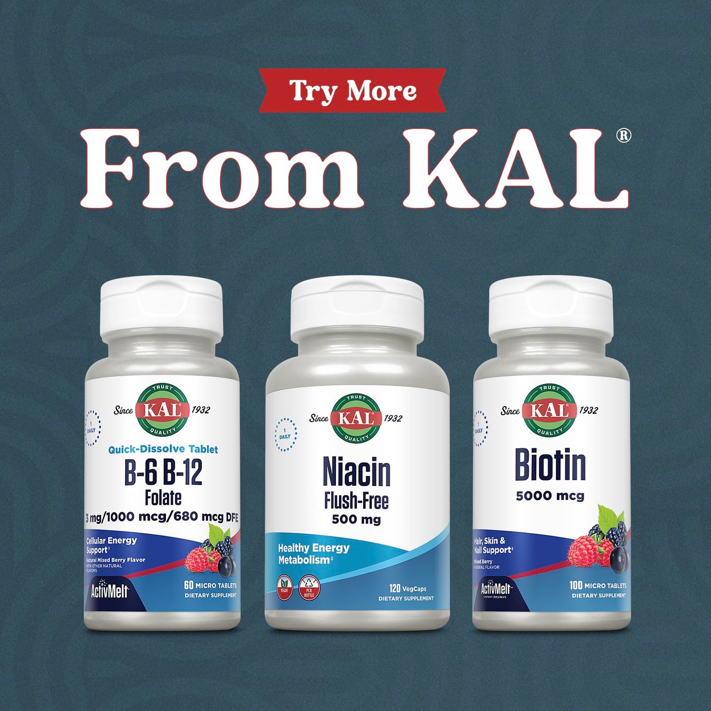 KAL Vitamin B-6, B-12 & Folic Acid โ Heart Health & Energy, 60 Servings
