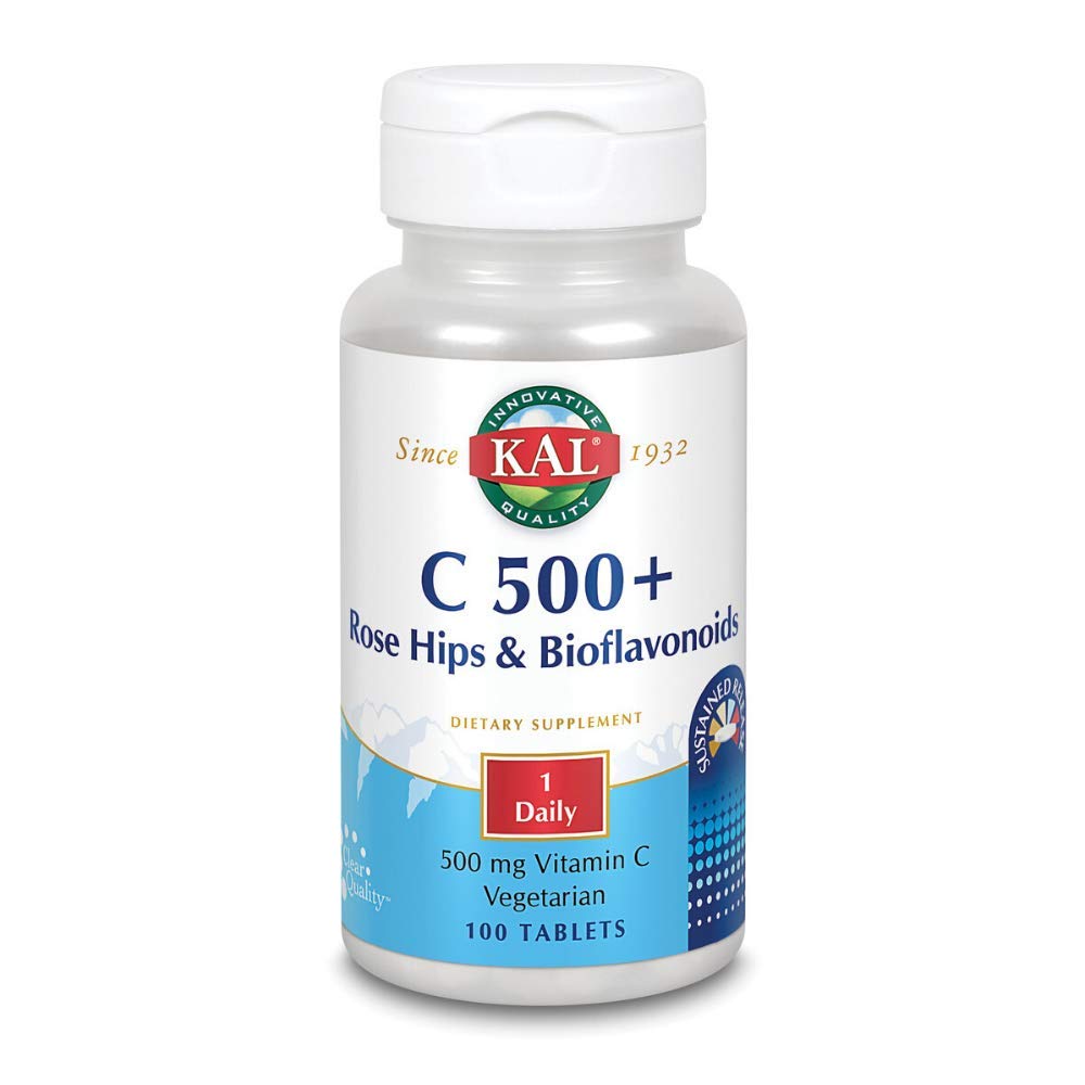 KAL C-500 with RH and Bioflavonoids โ Sustained Release Vitamin C 500 mg, 100 Count