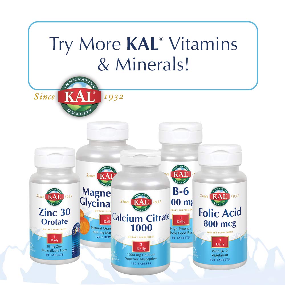 KAL Cal/Mag/Zinc 1000/400/15 mg โ Bone, Muscle & Immune Support (100 ct)