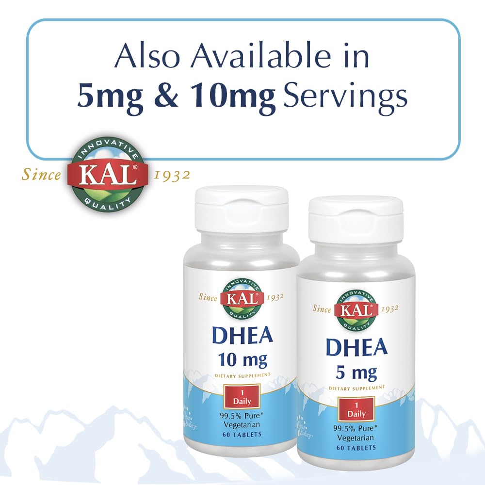 KAL DHEA Vegetarian Tablets 25 mg โ 60 Count | Immune & Hormone Support