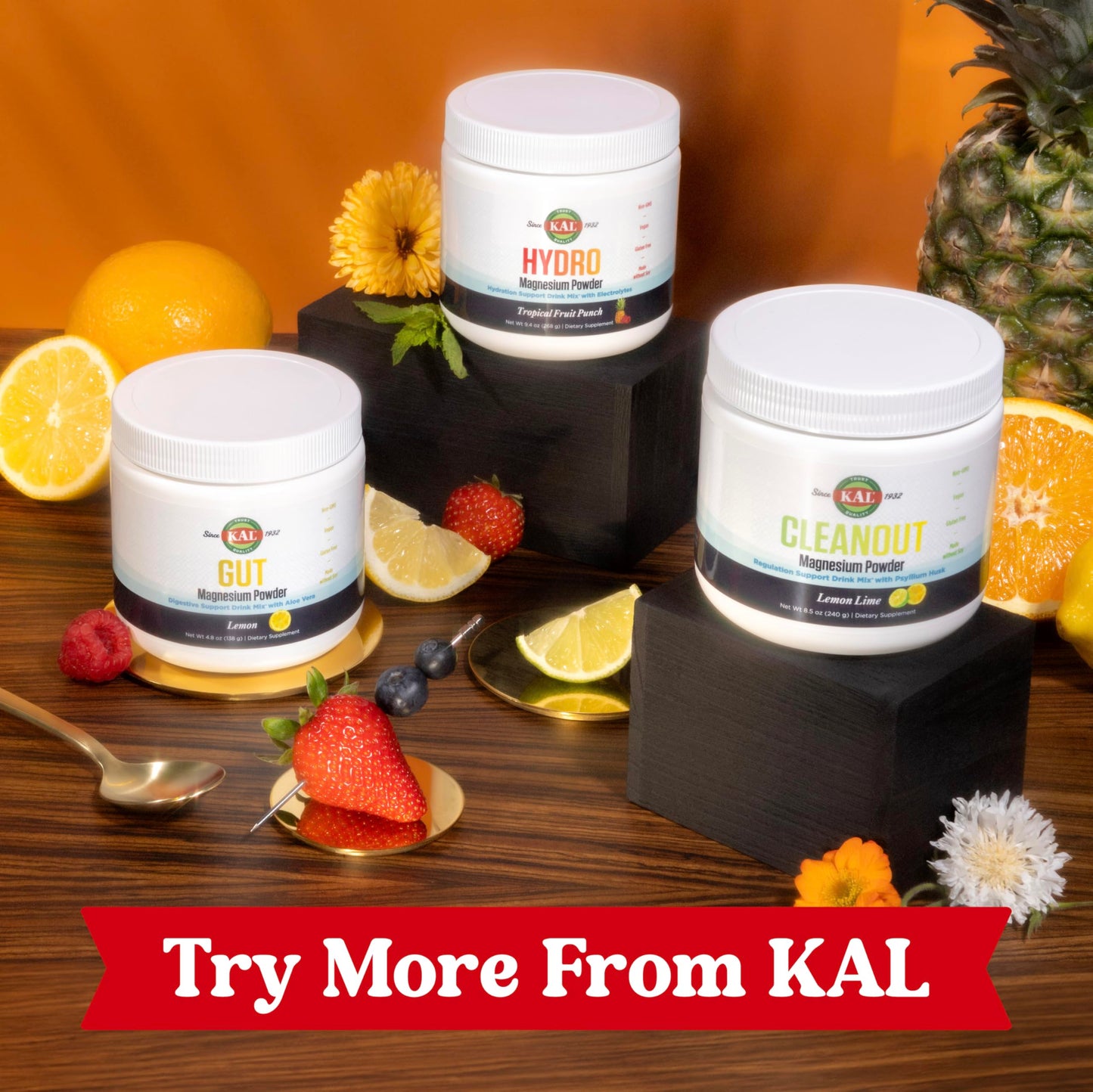 KAL Gut Magnesium Plus Aloe Vera Powder โ Lemon Drink Mix | No Sugar | 60-Day Guarantee | 40 Servings