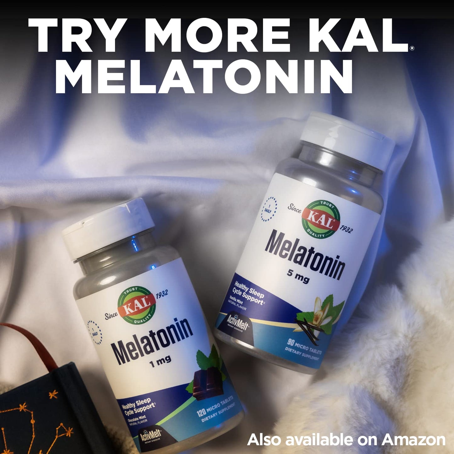 KAL Melatonin 1 mg Sleep Aid โ Fast Acting, Vegan and Gluten Free