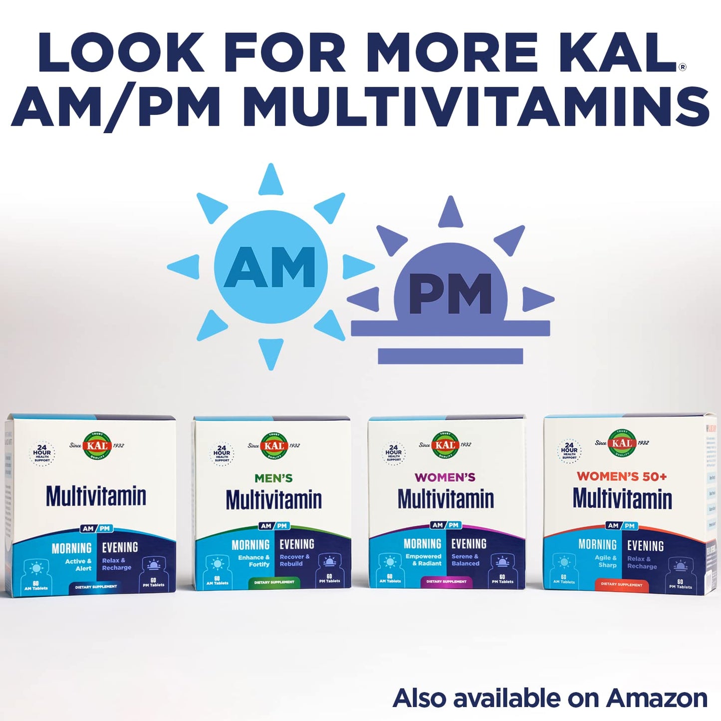 KAL Multivitamin AM/PM 2-in-1 โ Immune & Cellular Support, Gluten Free | 120 Tablets