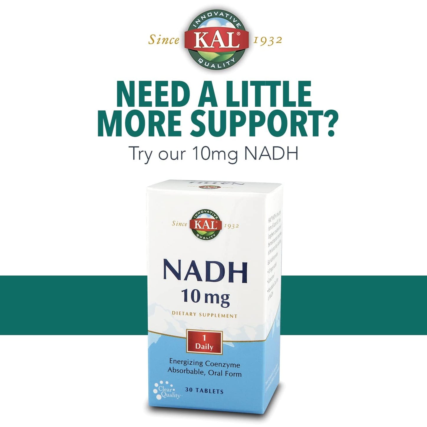 KAL NADH 5mg 60ct โ NADH Brain Support (60 Tablets, 60 Serv)