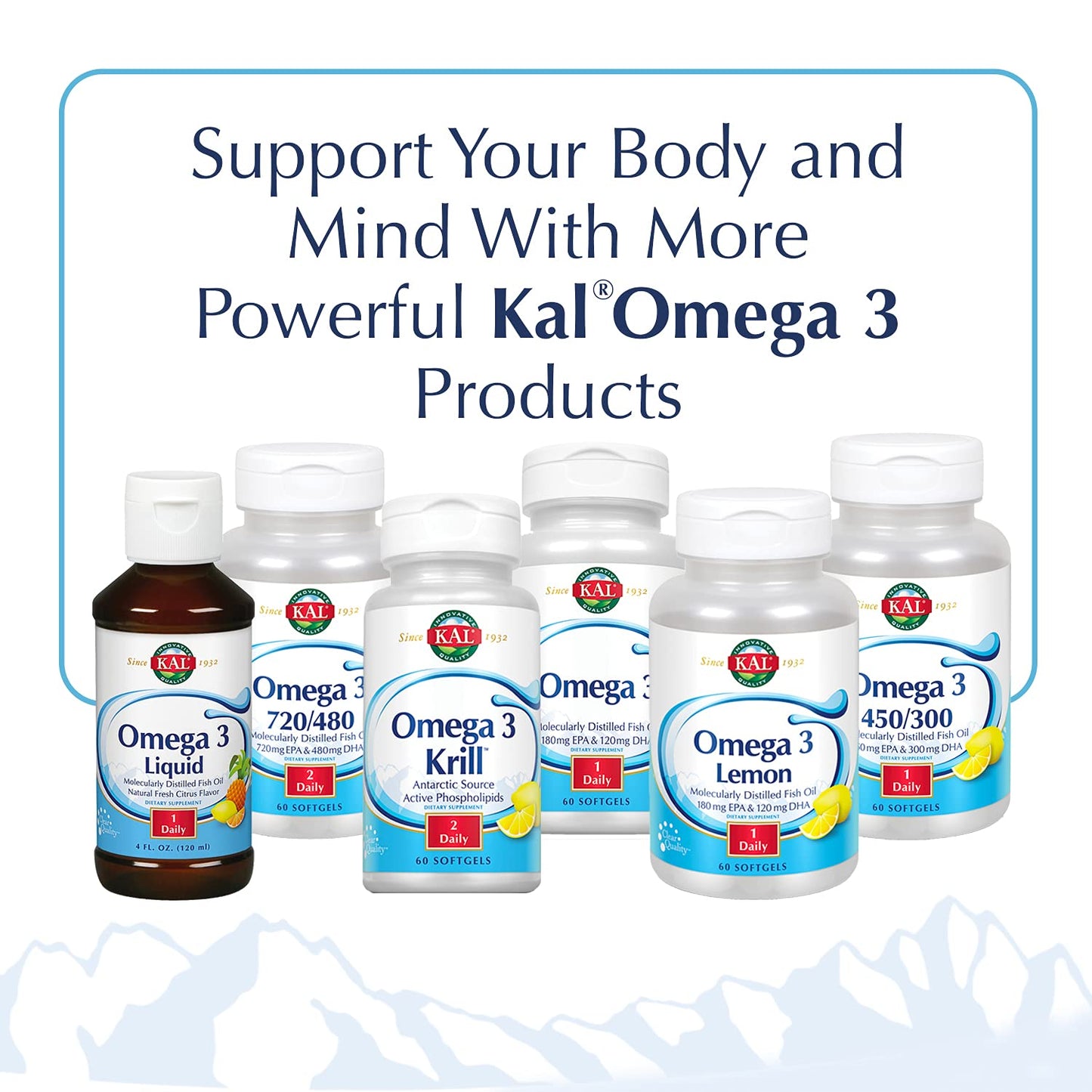 KAL 180/120 1000 mg Omega-3 Fish Oil โ 60 Softgels (EPA 180 mg, DHA 120 mg)