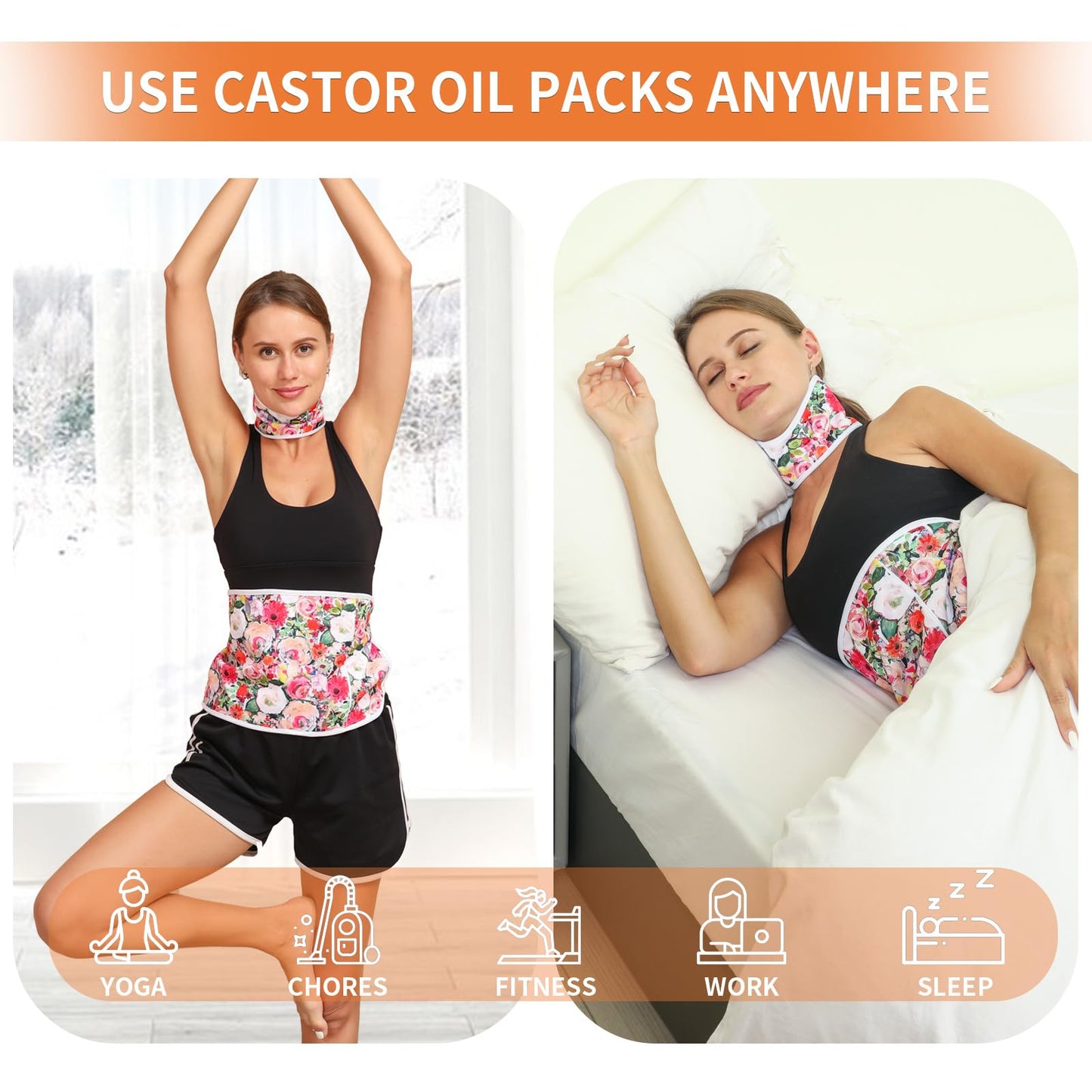 KANAV 4 Pack Castor Oil Pack Wraps โ Organic Cotton Flannel, Reusable (Oil Not Included)