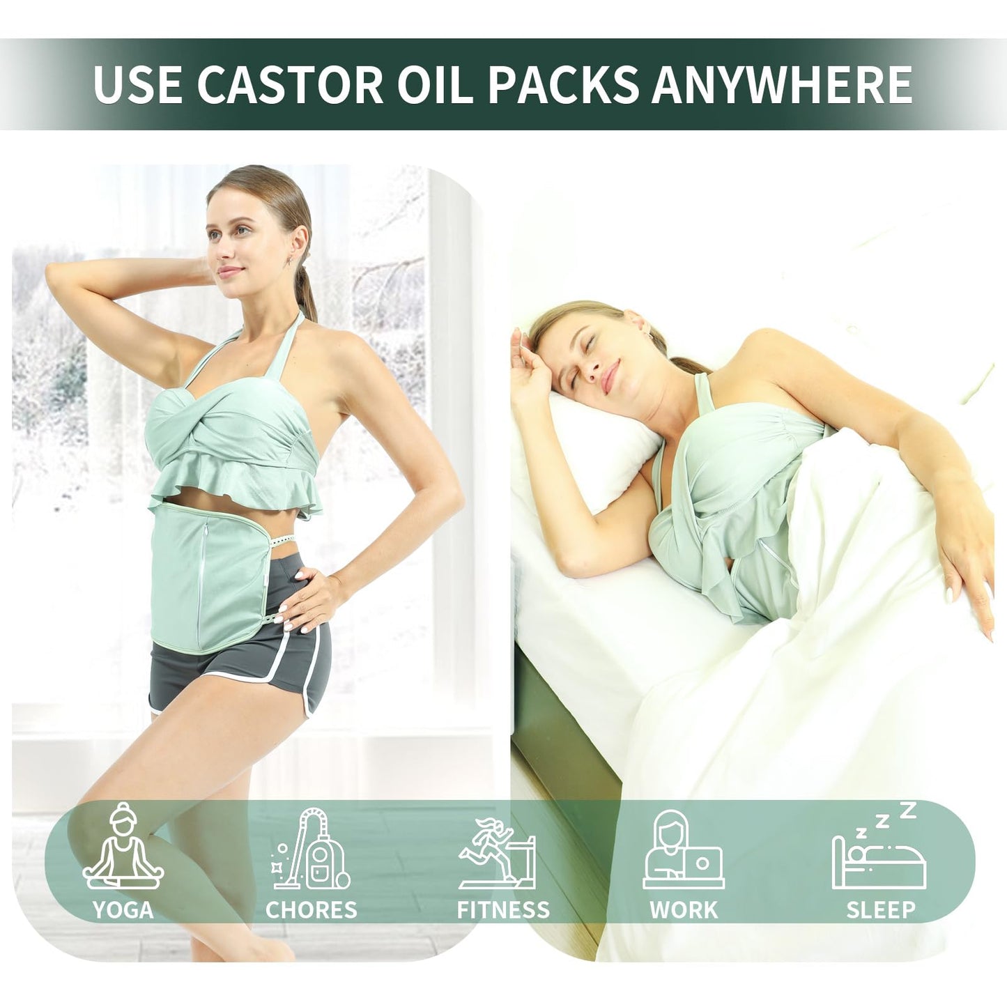 KANAV 2 Pack Castor Oil Pack Wrap โ Organic Cotton, Breast & Waist (Oil Not Included)