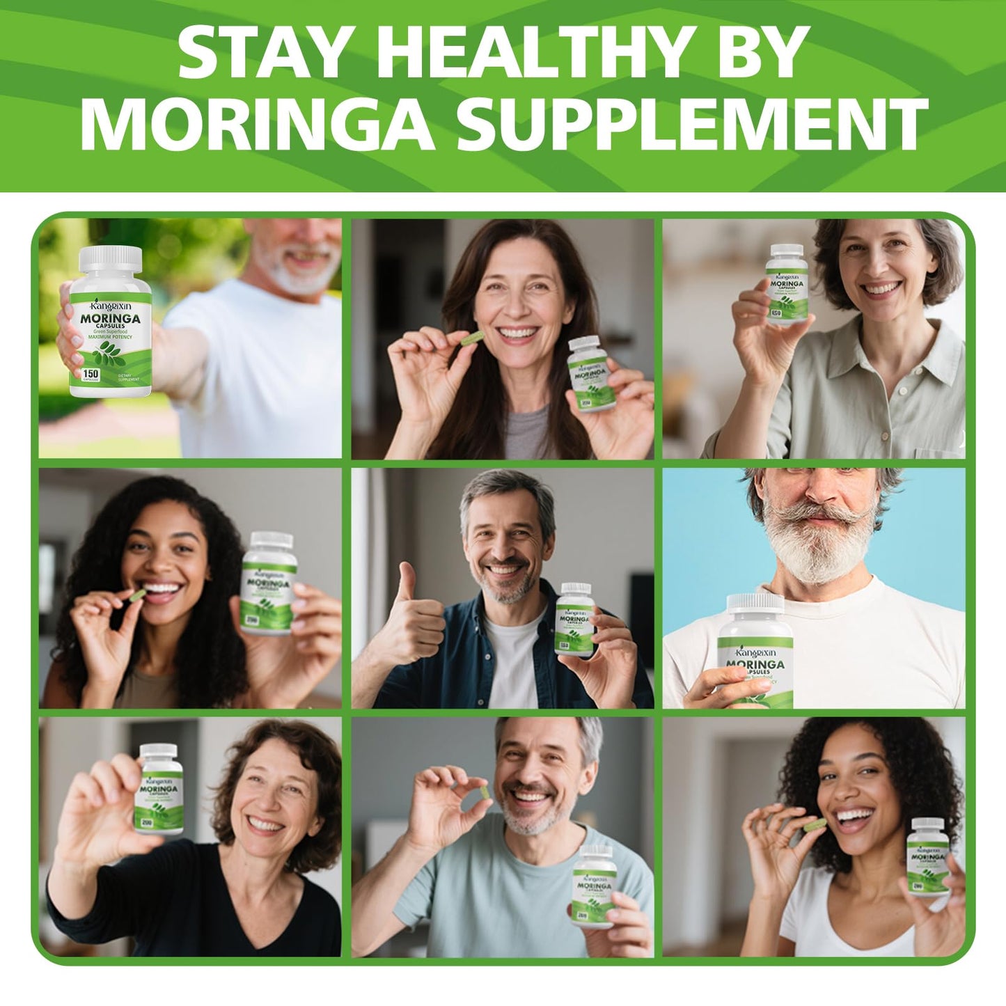 KangRiXin Moringa Capsules with Pure Moringa Powder | Skin Health and Immune Support | Non GMO, Gluten Free๏ผ150PCS๏ผ