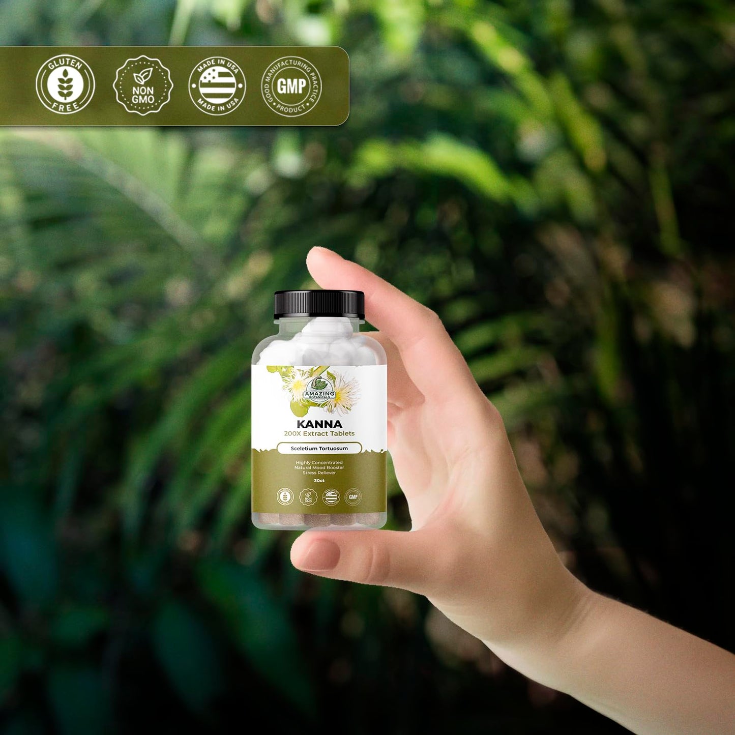 Amazing Botanicals Kanna Extract Tablets โ Sceletium Tortuosum (10,000 mg per Tablet) โ 30 Tablets