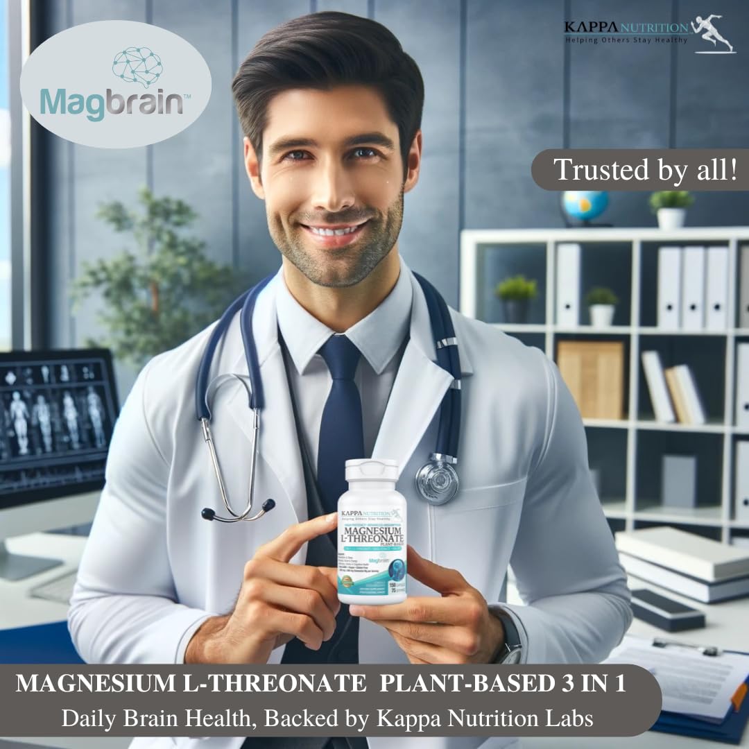 Kappa Nutrition Magbrain Magnesium L-Threonate โ 420 mg Elemental Magnesium, 150 Vegan Capsules