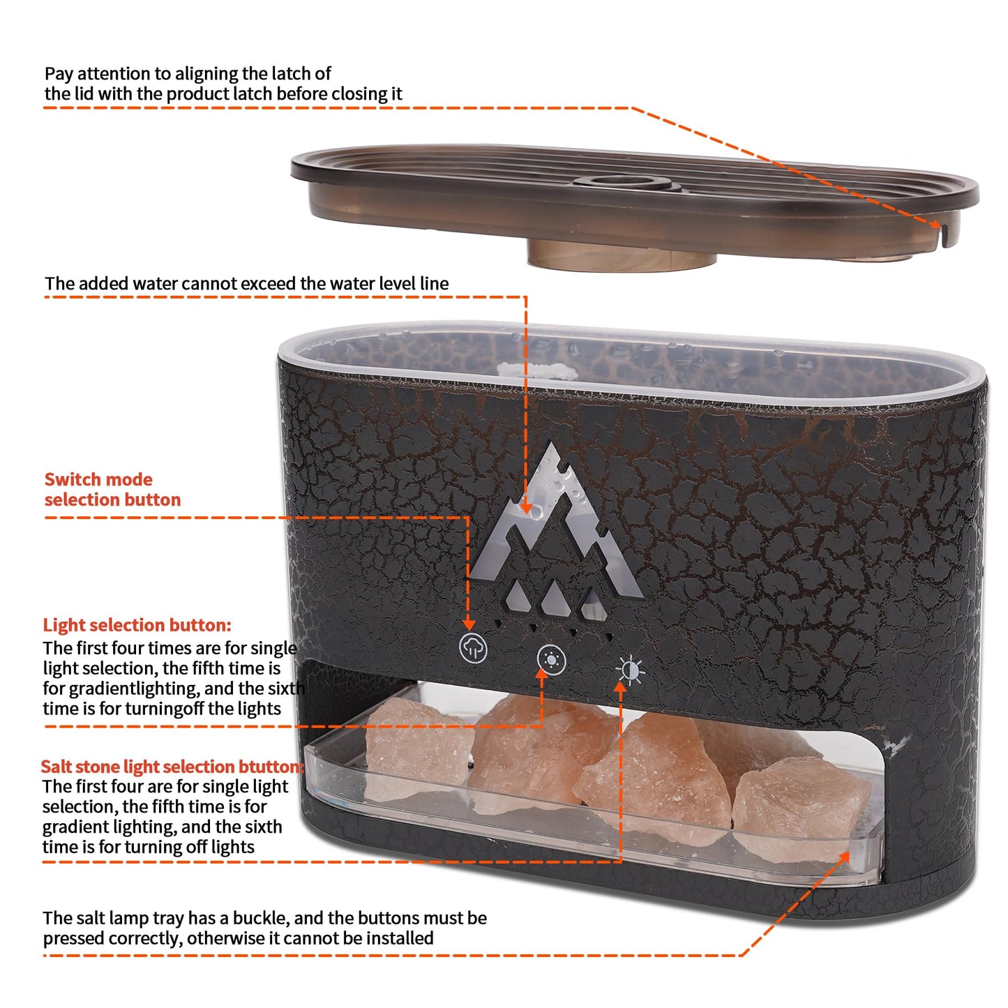 KCKJ Essential Oil Diffuser 250ML β Flame & Jellyfish Modes with Himalayan Pink Salt